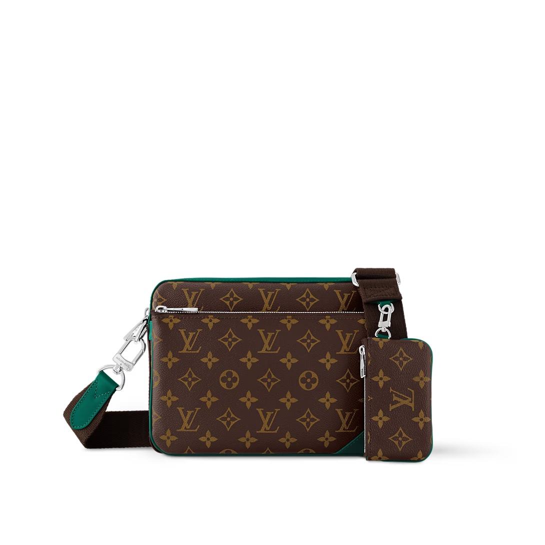 Trio Messenger Bag G73 Borneo Green Monogram Macassar Colormania M12766