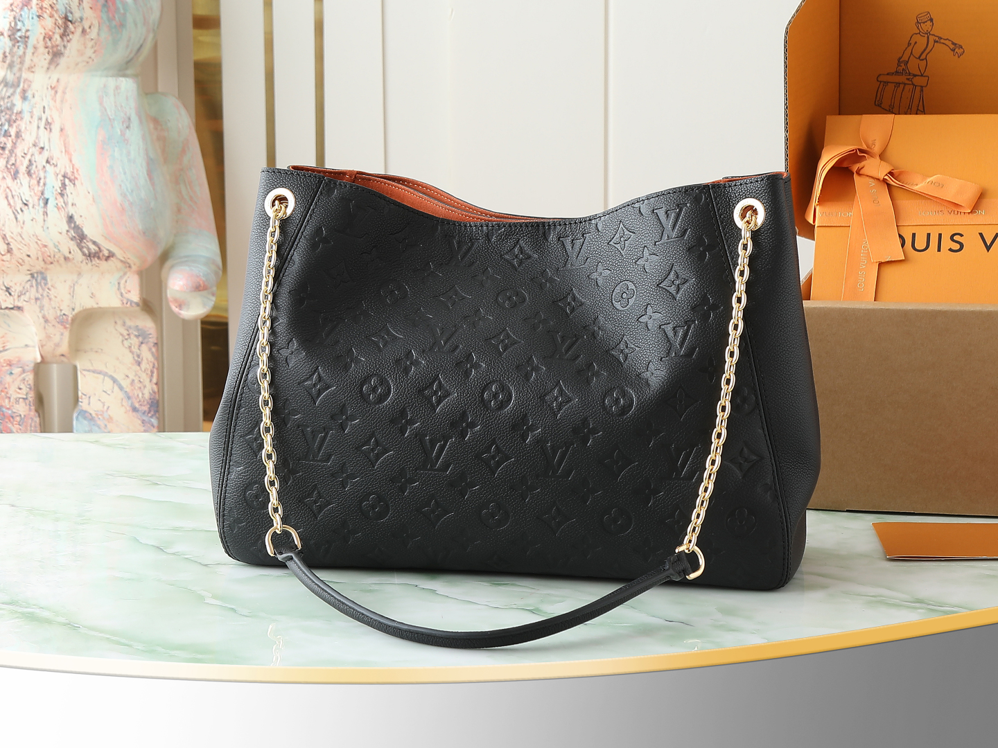 Anytime Mm Shoulder Bag Monogram Empreinte Leather Black M14324