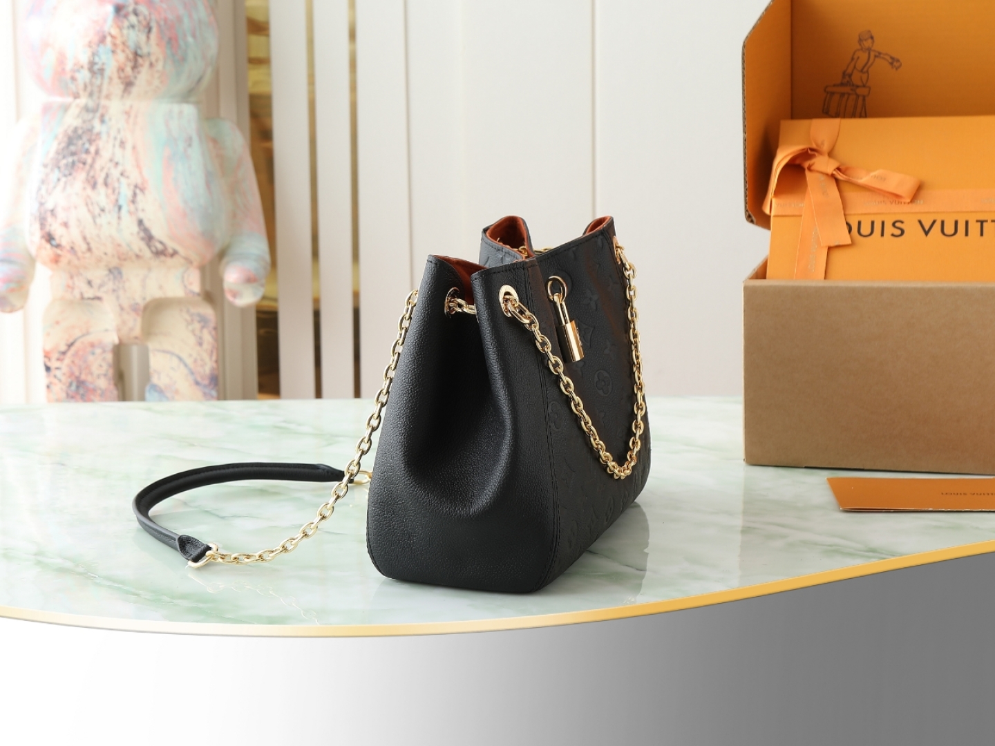 Anytime Pm Shoulder Bag Monogram Empreinte Leather Black M14414