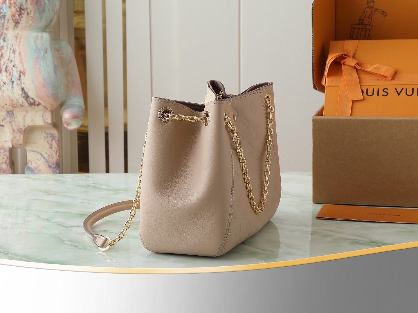 Anytime Pm Shoulder Bag Monogram Empreinte Leather Sand M14659