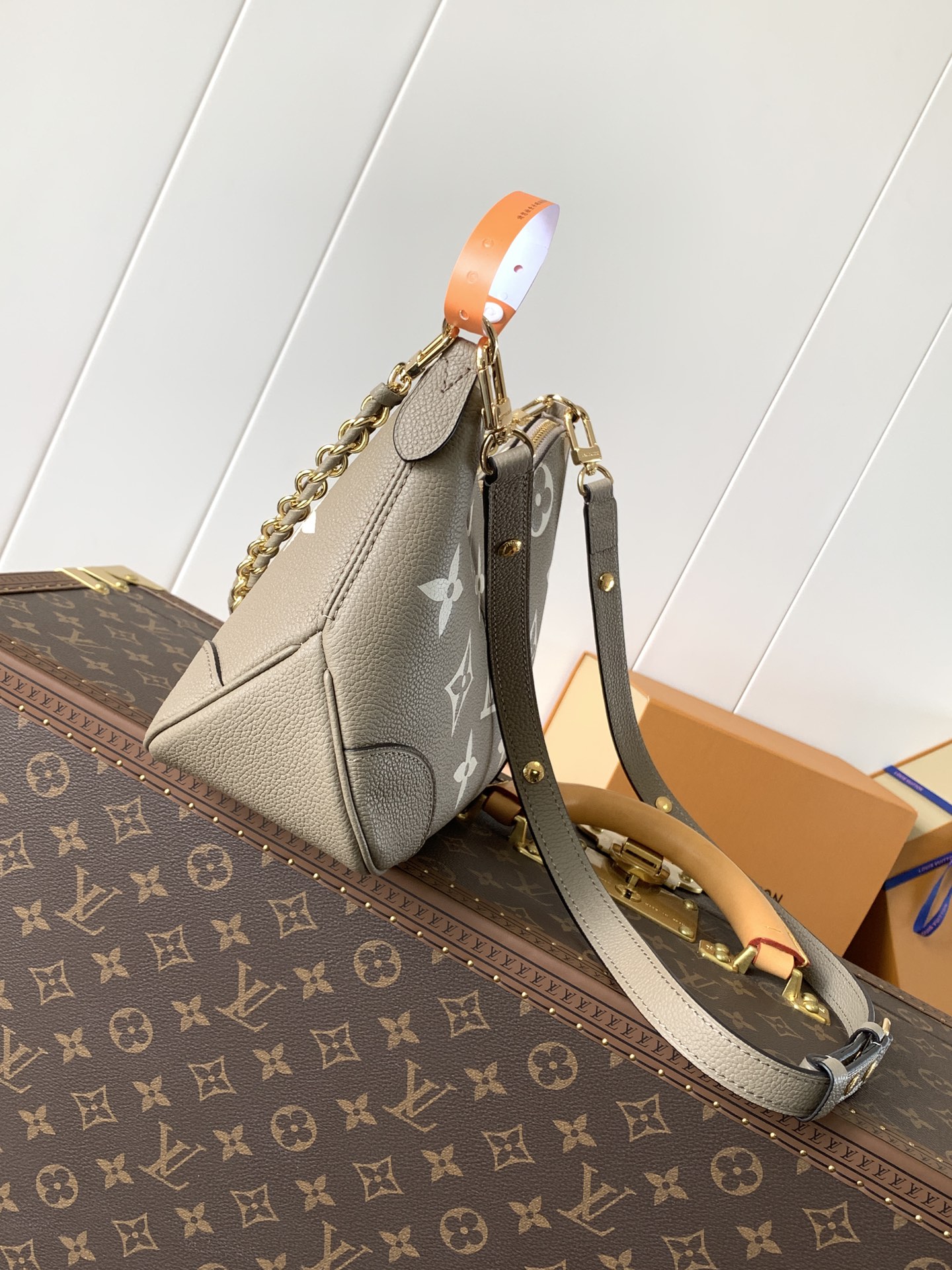 Boulogne Pm Crossbody Bag Bicolor Monogram Empreinte Leather Dove Gray / Cream M13224