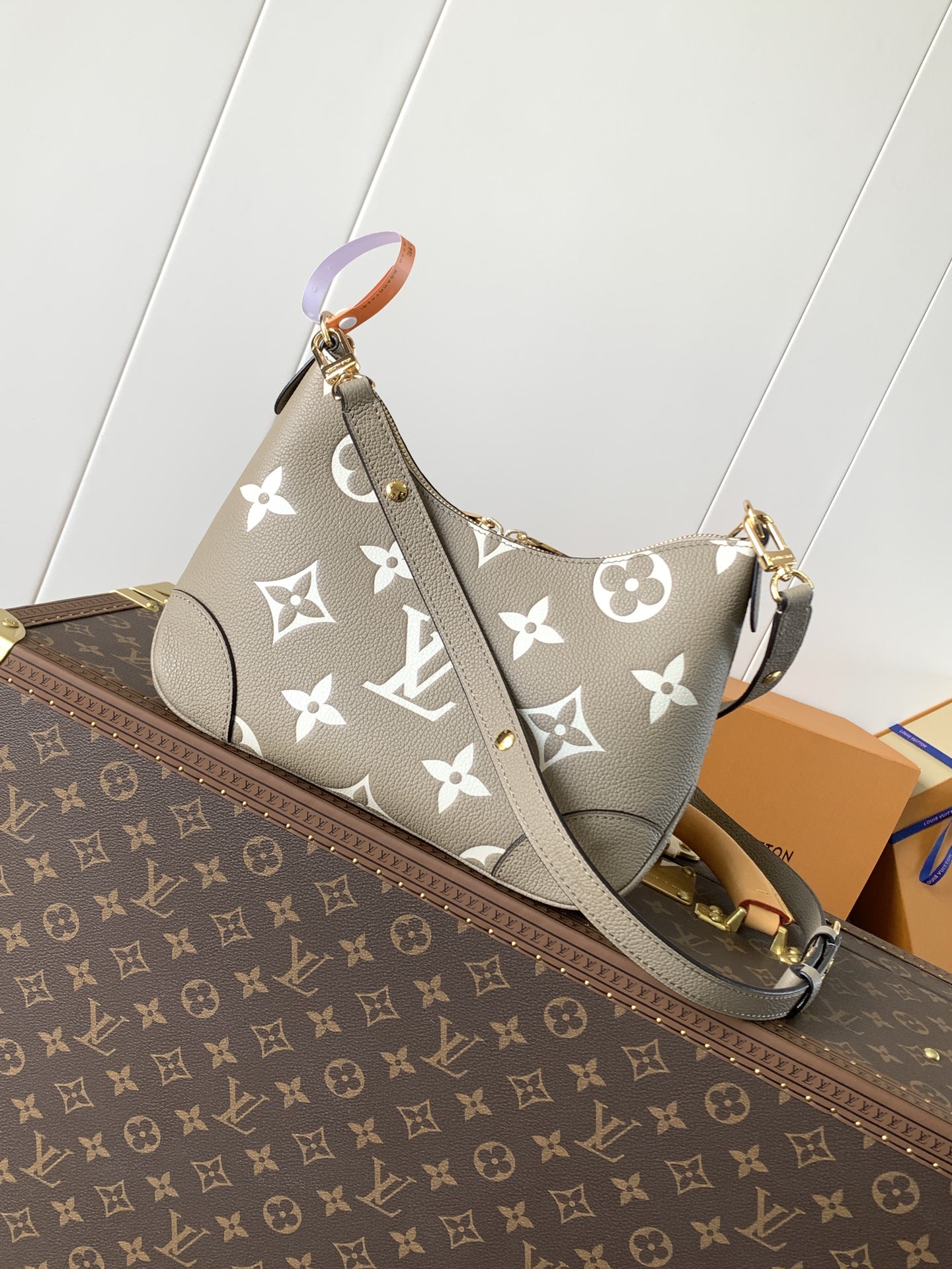 Boulogne Pm Crossbody Bag Bicolor Monogram Empreinte Leather Dove Gray / Cream M13224