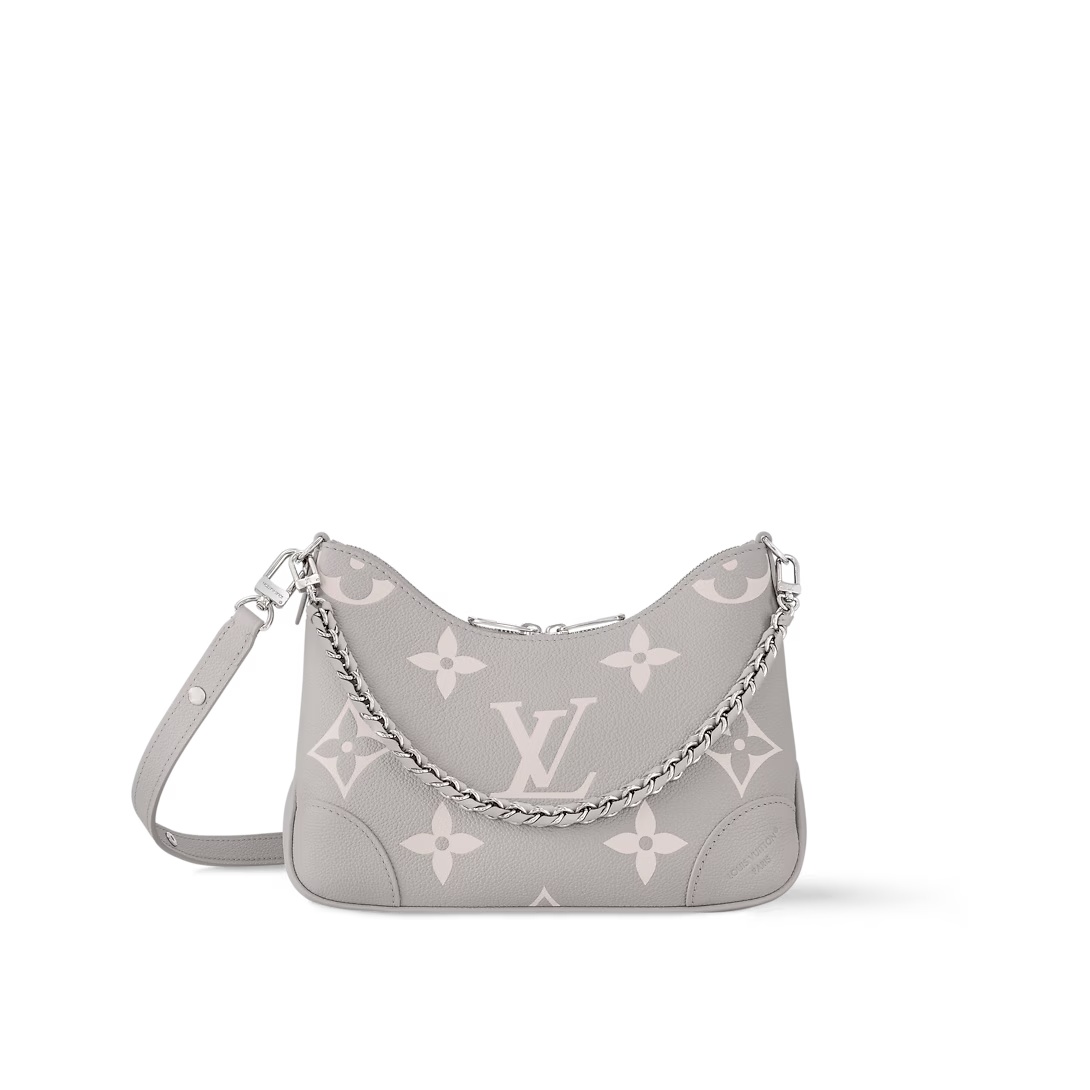 Boulogne Pm Crossbody Bag Bicolor Monogram Empreinte Leather Gray/Quartz Pink/Beige M14211