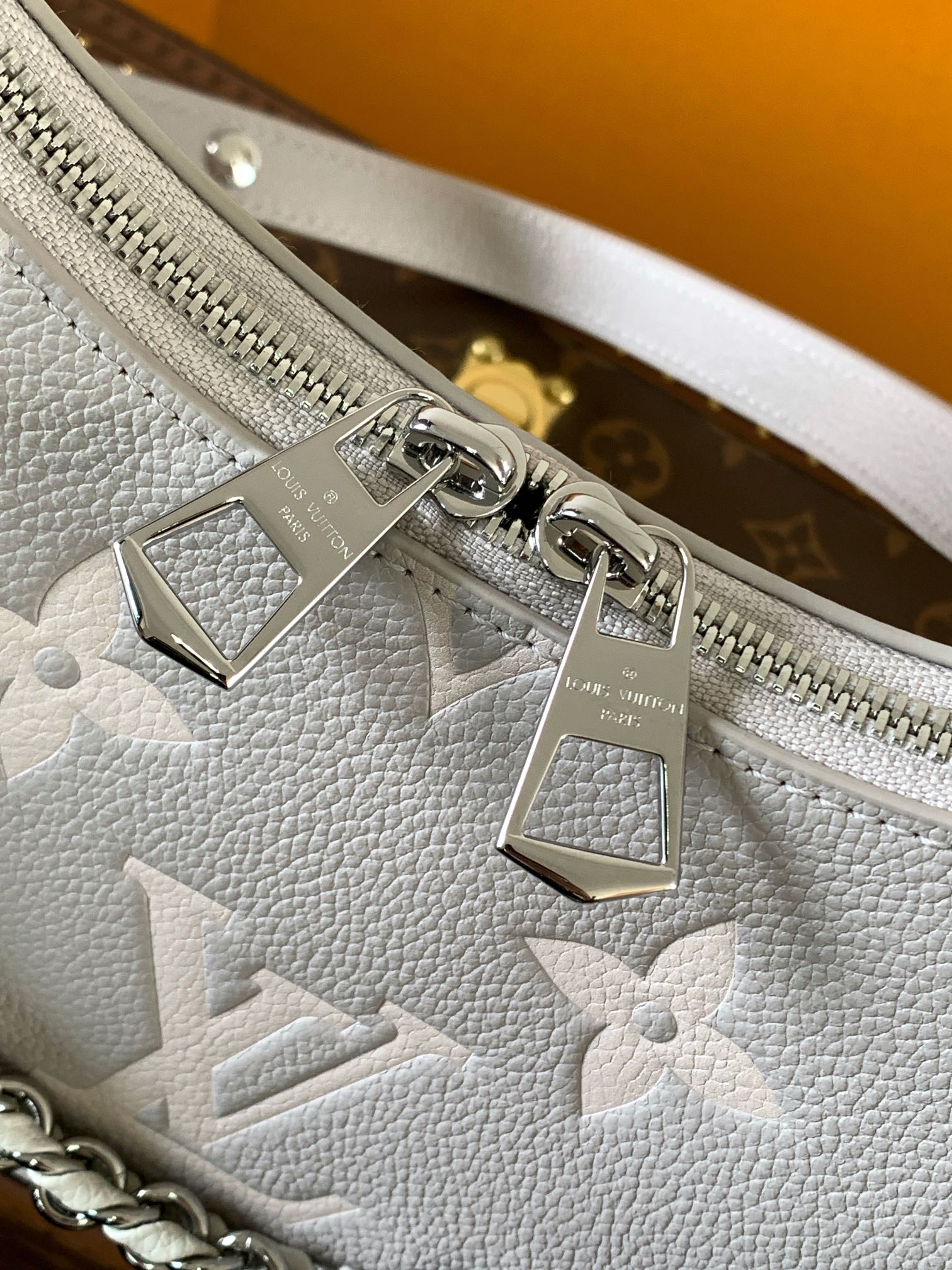 Boulogne Pm Crossbody Bag Bicolor Monogram Empreinte Leather Gray/Quartz Pink/Beige M14211