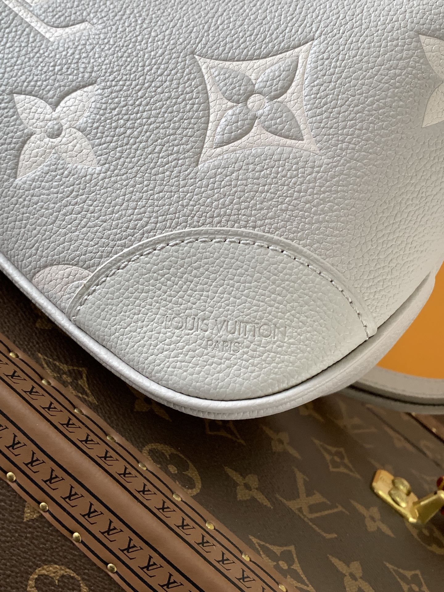Boulogne Pm Crossbody Bag Bicolor Monogram Empreinte Leather Gray/Quartz Pink/Beige M14211