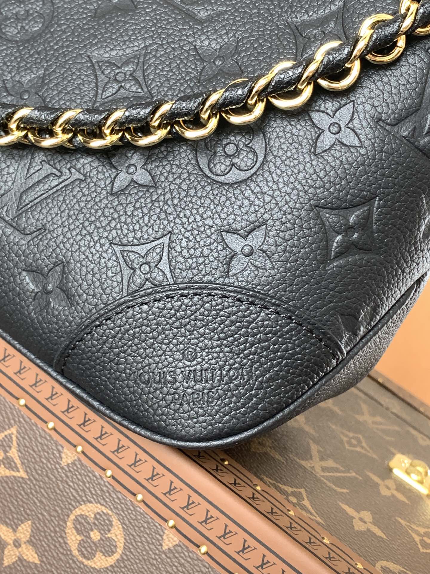 Boulogne Pm Monogram Empreinte Leather Black