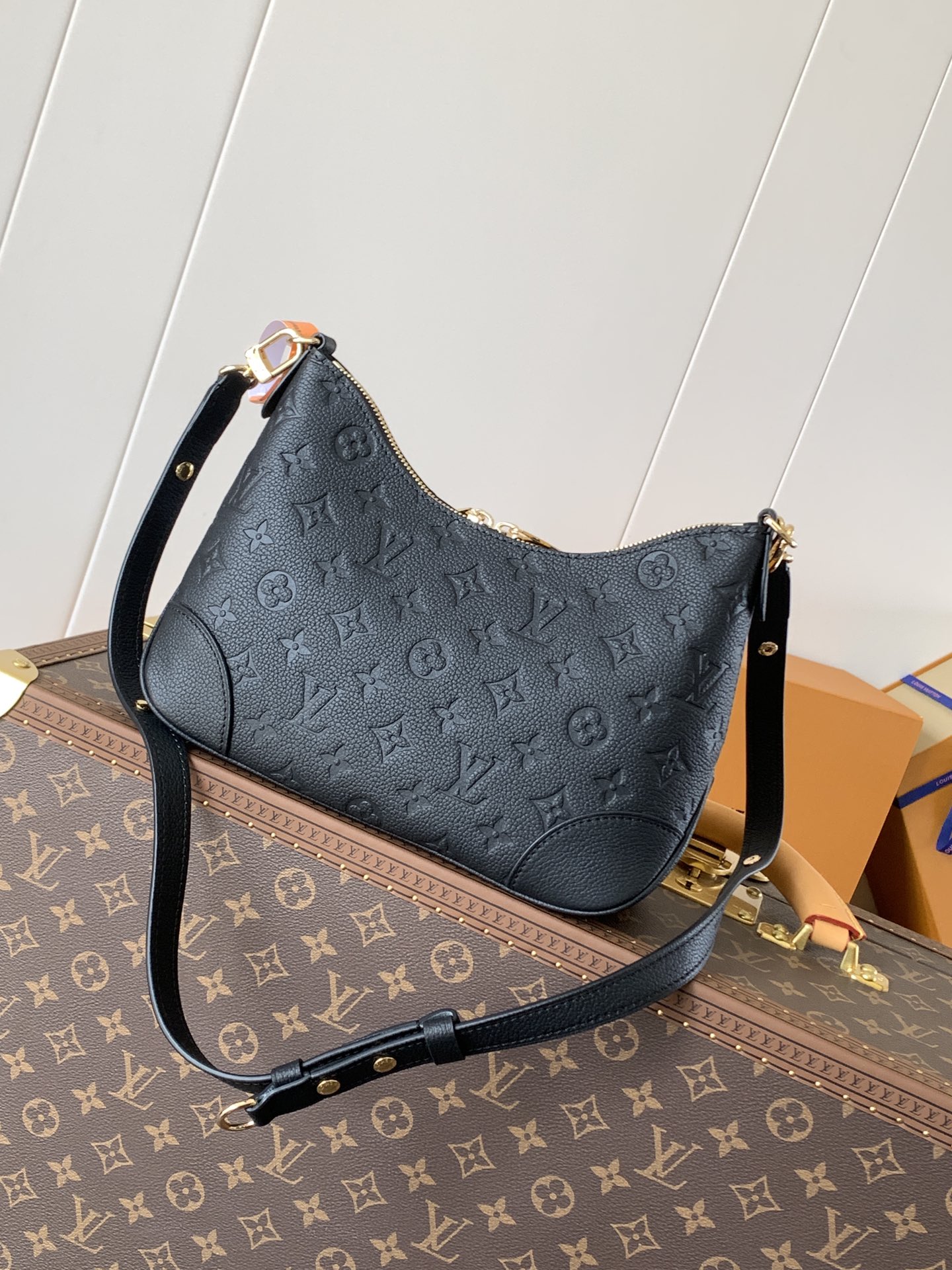 Boulogne Pm Monogram Empreinte Leather Black