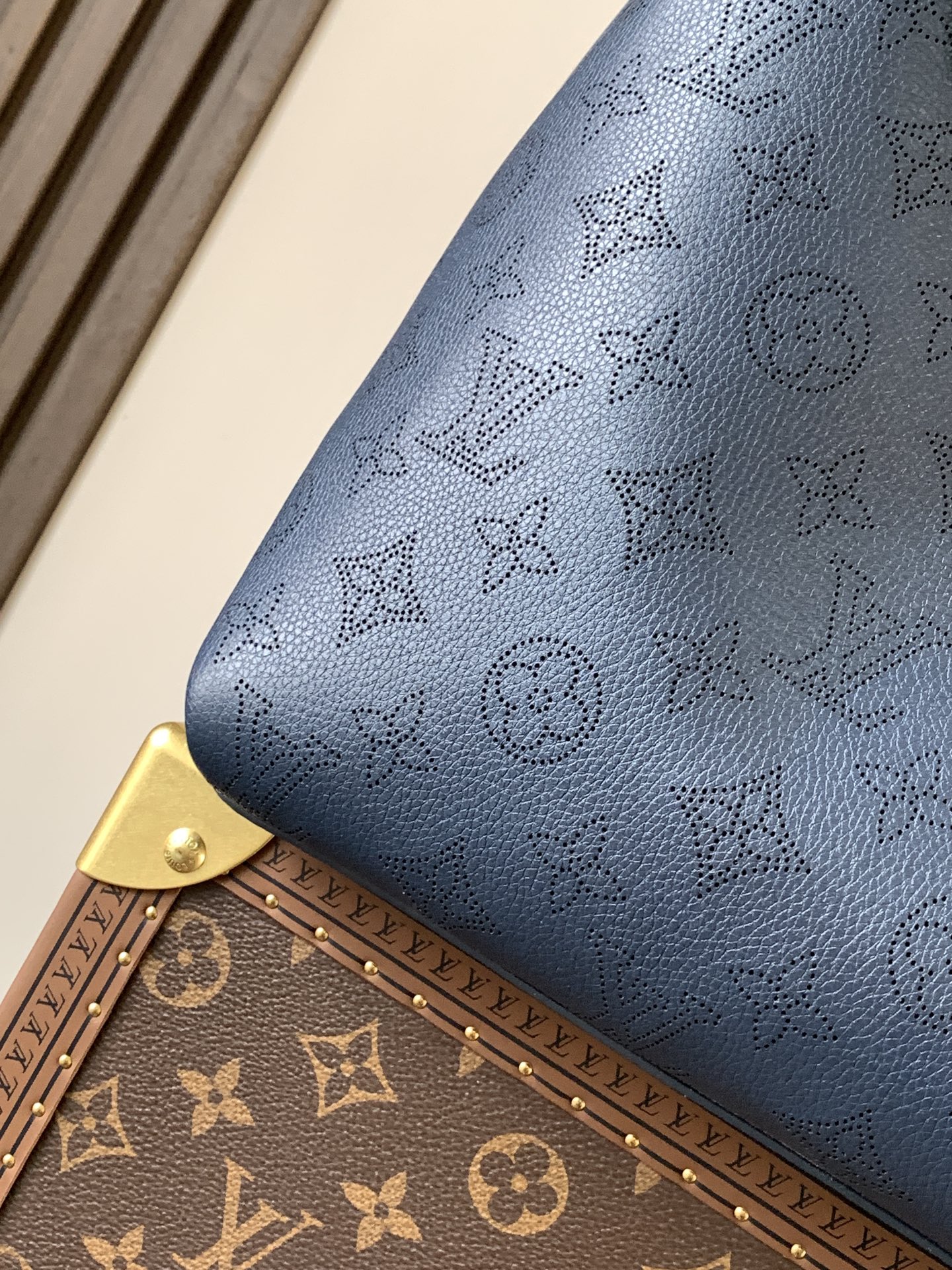 Carmel Mahina Bag Navy Mahina Perforated Calf Leather M14310