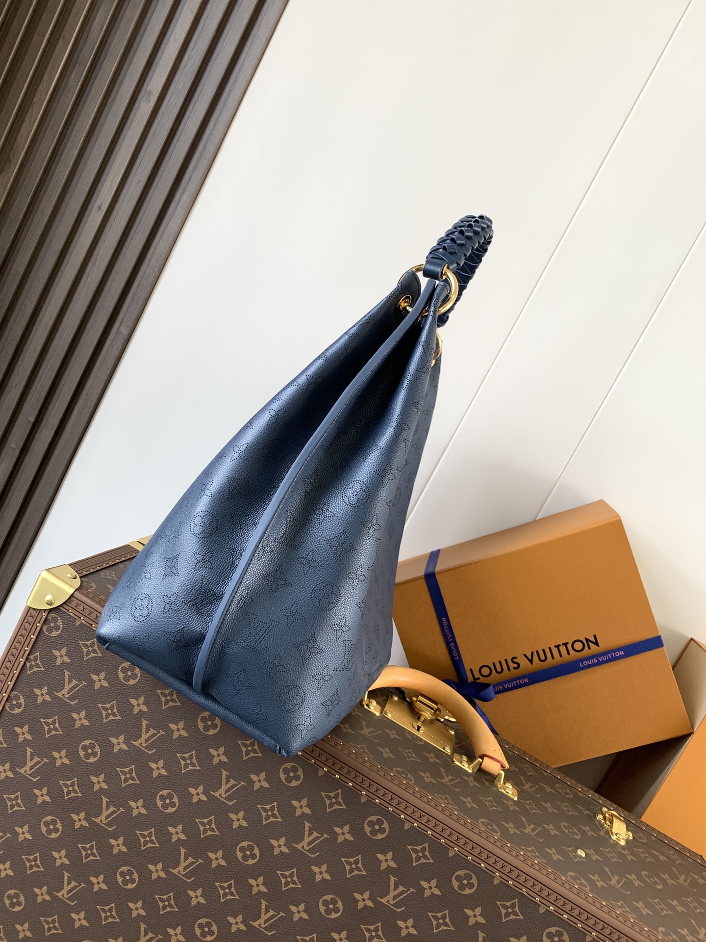 Carmel Mahina Bag Navy Mahina Perforated Calf Leather M14310