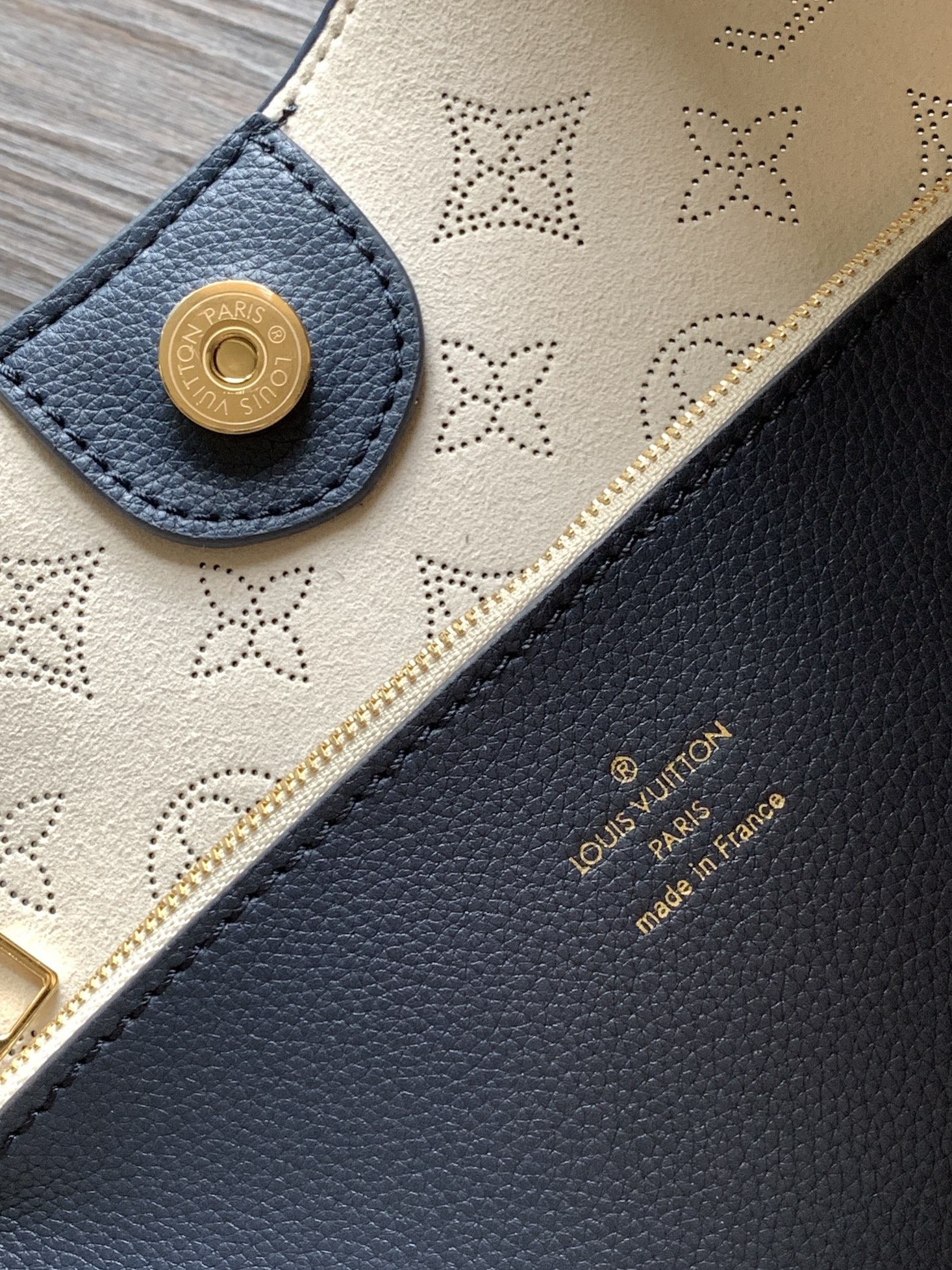 Carmel Mahina Bag Navy Mahina Perforated Calf Leather M14310