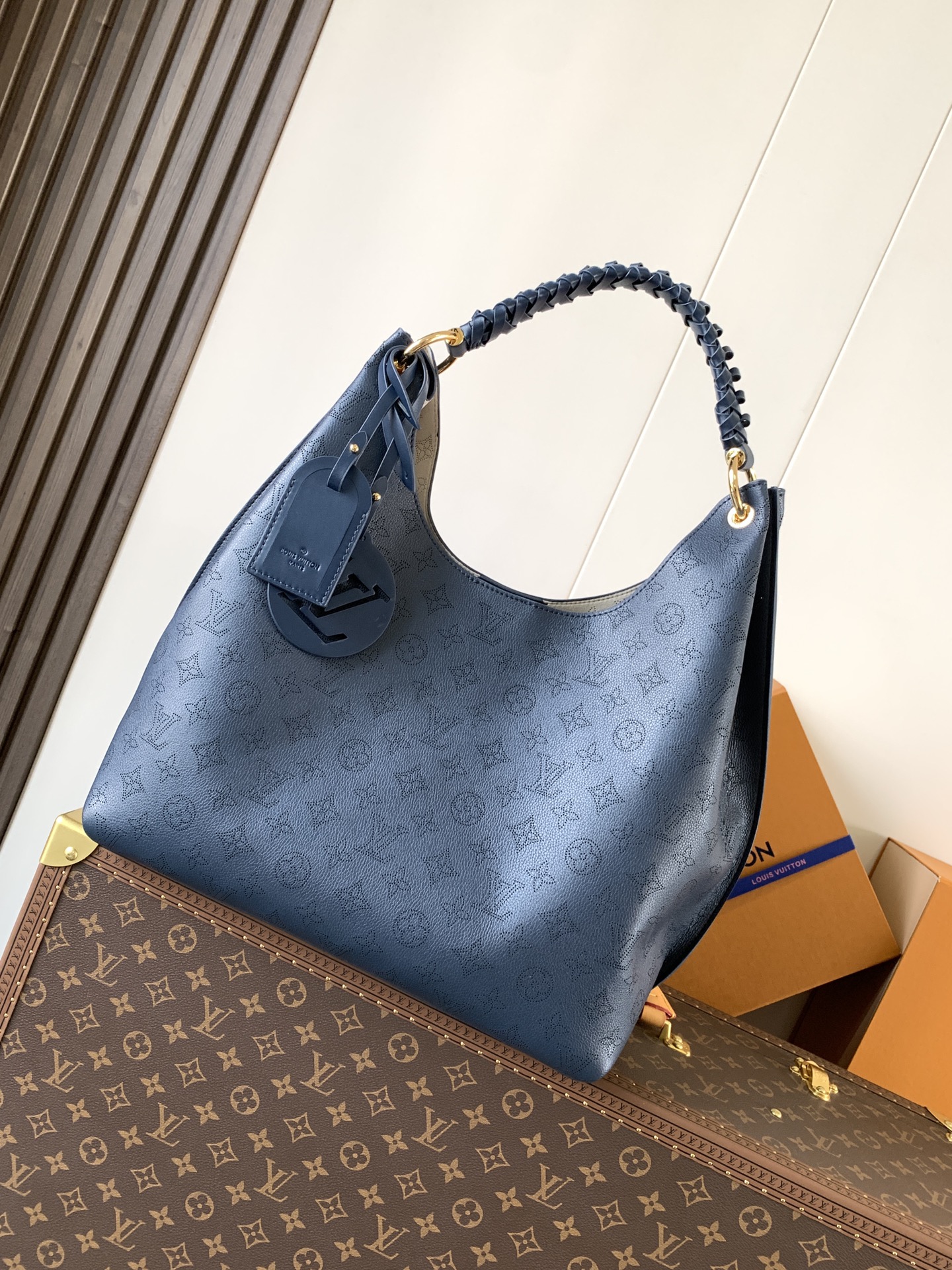 Carmel Mahina Bag Navy Mahina Perforated Calf Leather M14310
