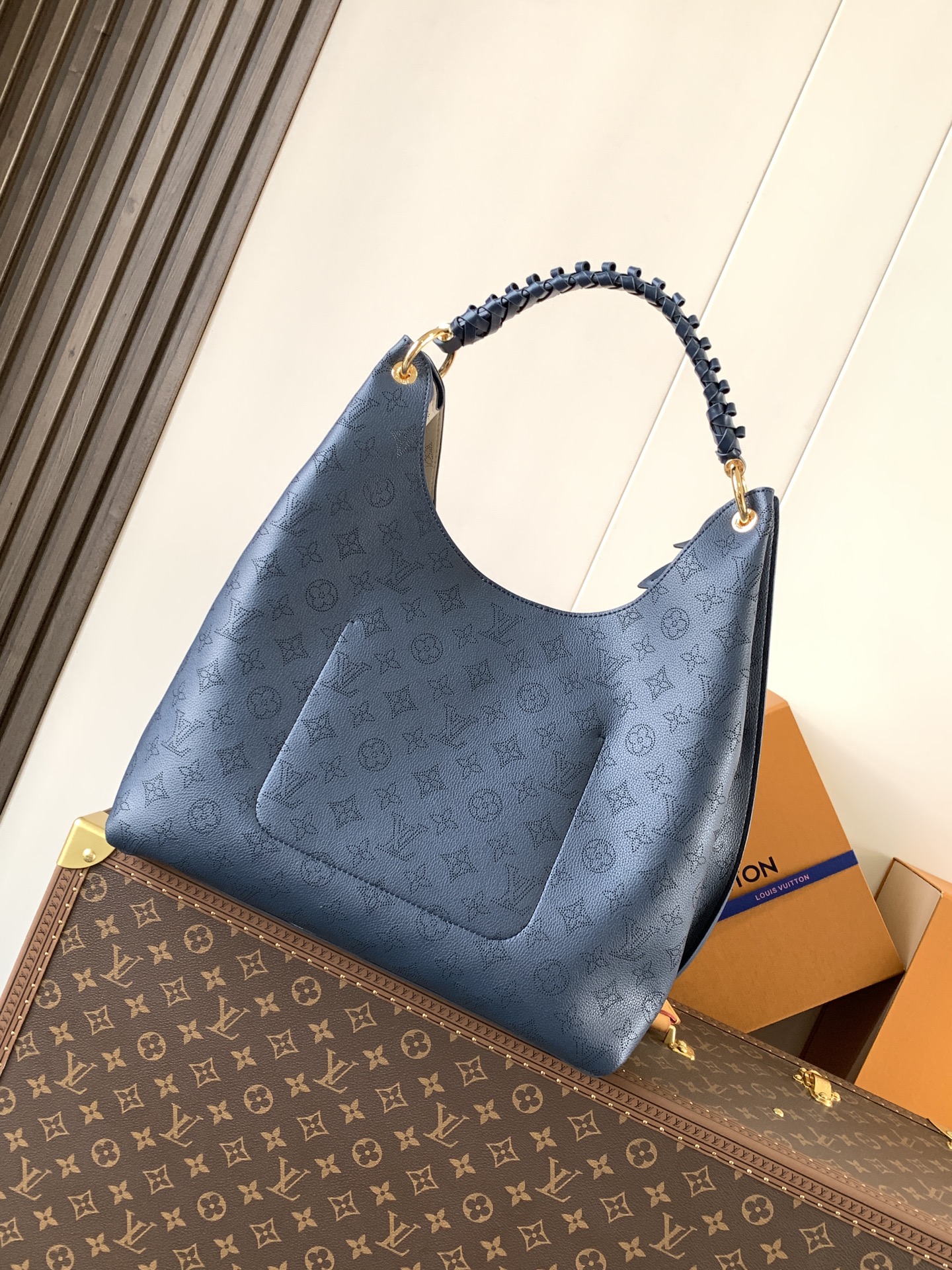 Carmel Mahina Bag Navy Mahina Perforated Calf Leather M14310