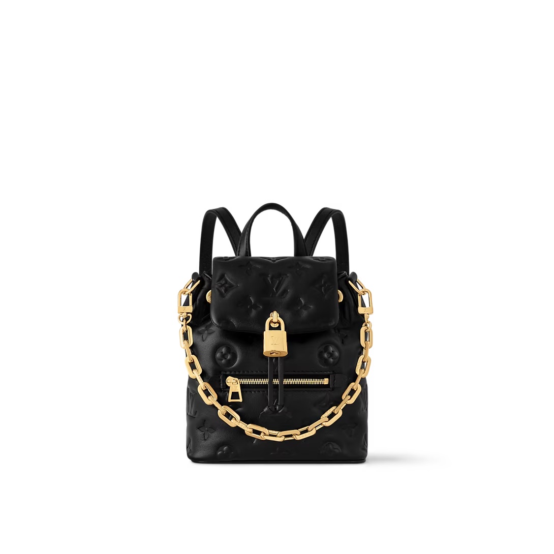 Coussin Backpack Mini Black Lambskin Leather M13387