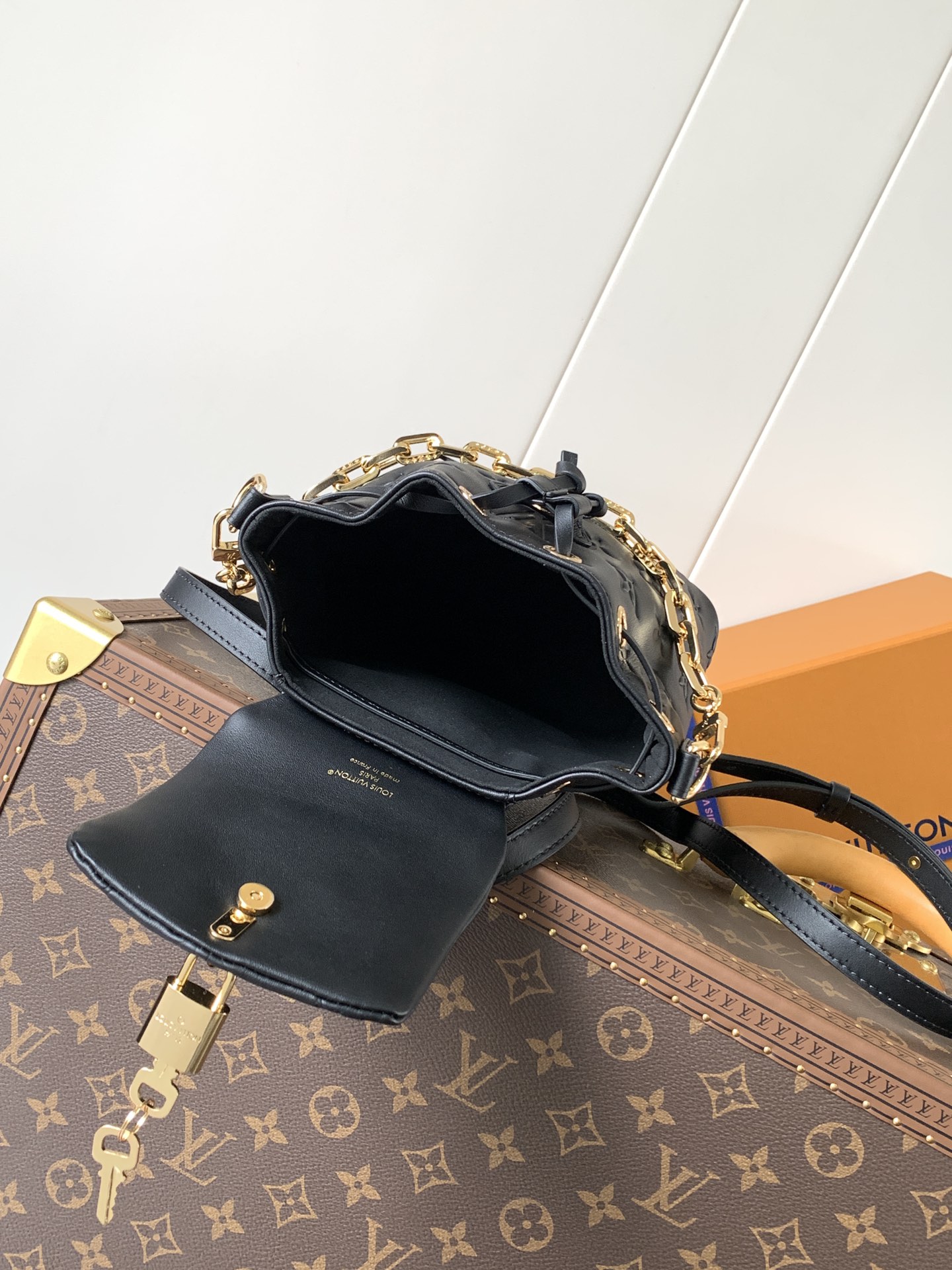 Coussin Backpack Mini Black Lambskin Leather M13387