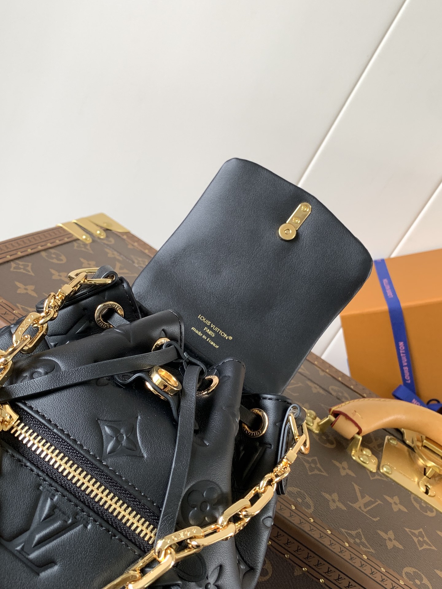 Coussin Backpack Mini Black Lambskin Leather M13387