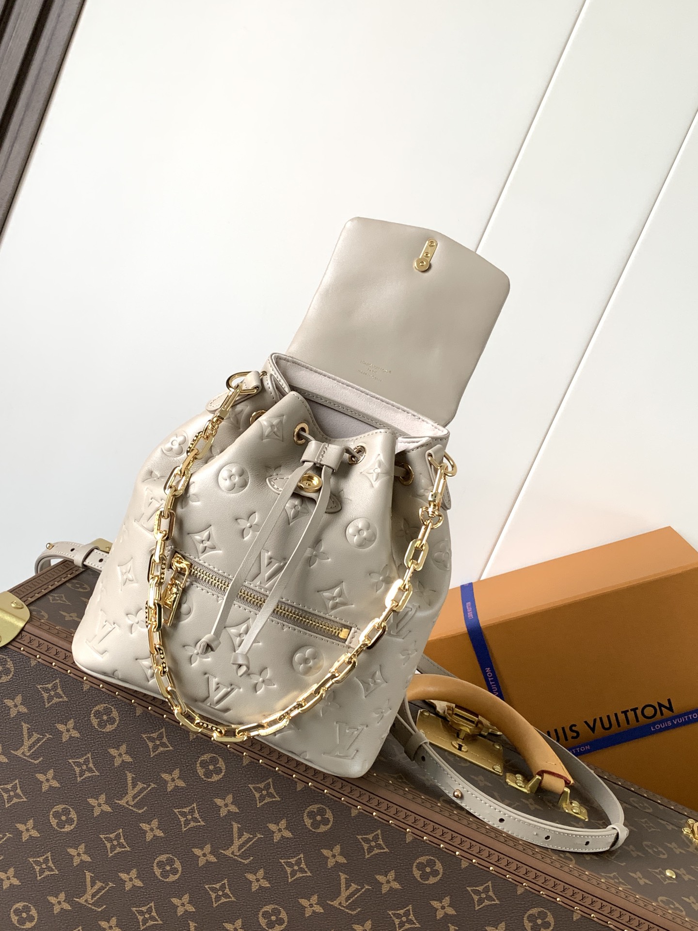 Coussin Backpack Pm Gray Lambskin Leather M13358