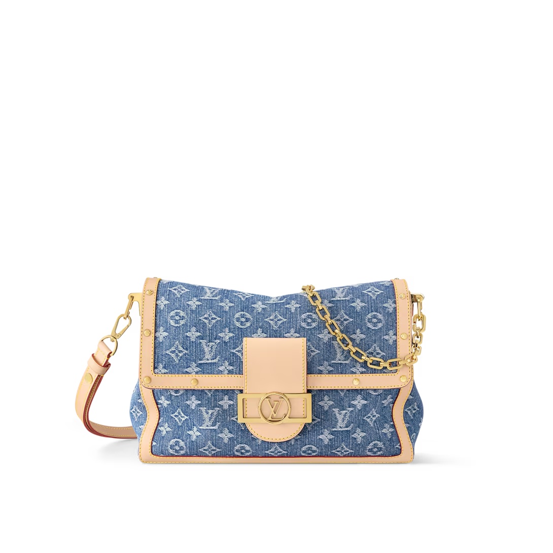 Dauphine Soft Gm Shoulder Bag Monogram Denim Blue M13319