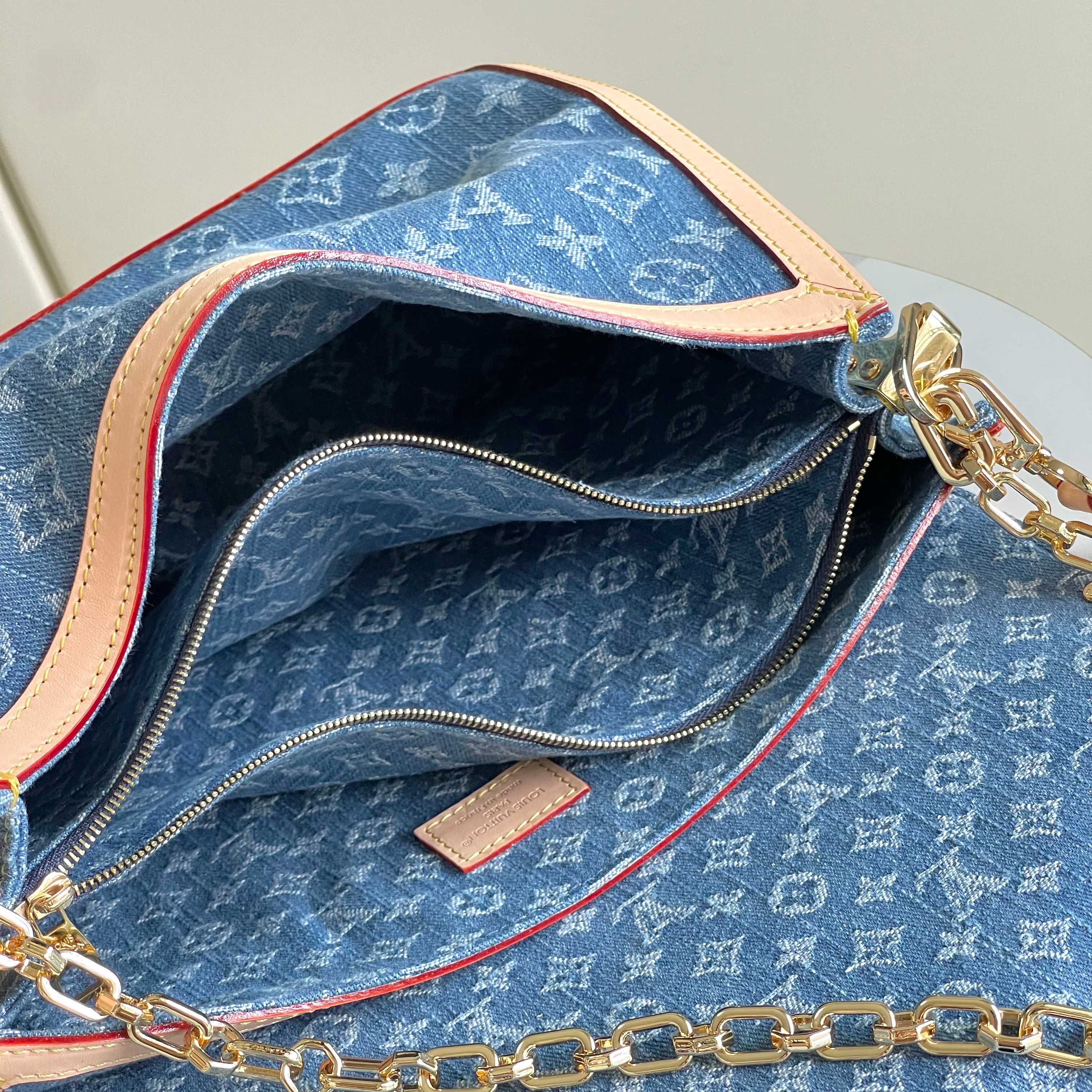 Dauphine Soft Gm Shoulder Bag Monogram Denim Blue M13319