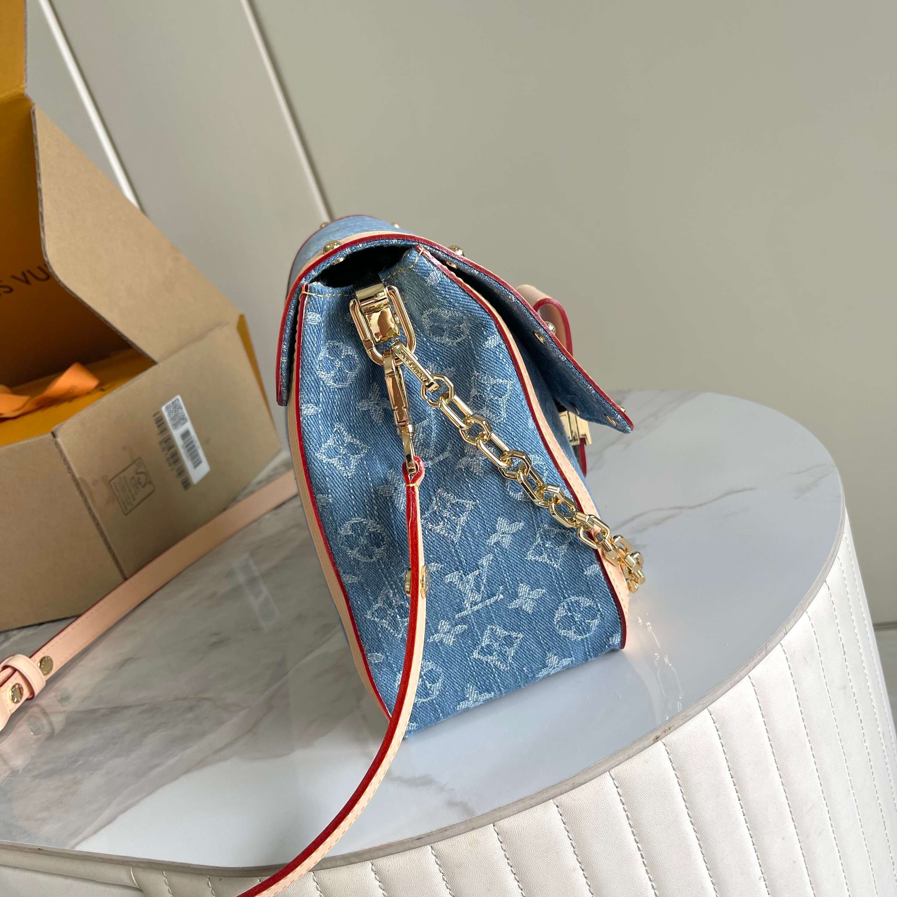 Dauphine Soft Gm Shoulder Bag Monogram Denim Blue M13319
