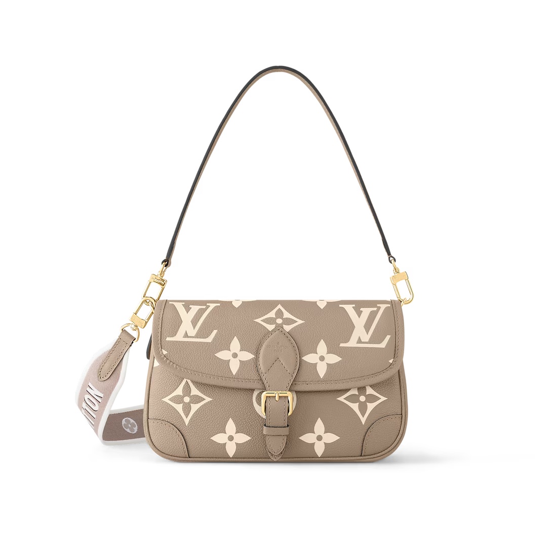 Diane Bicolor Monogram Empreinte Leather Bag Tourterelle Beige/Cream M46583