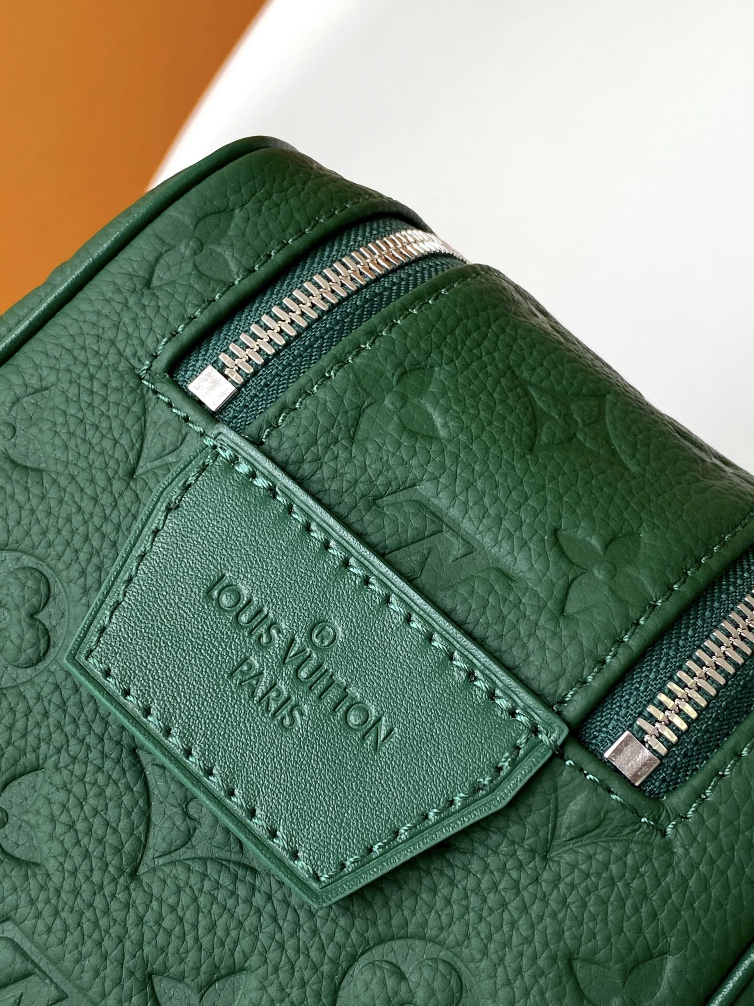 Dopp Kit Toilet Pouch Borneo Green Taurillon Monogram M12863