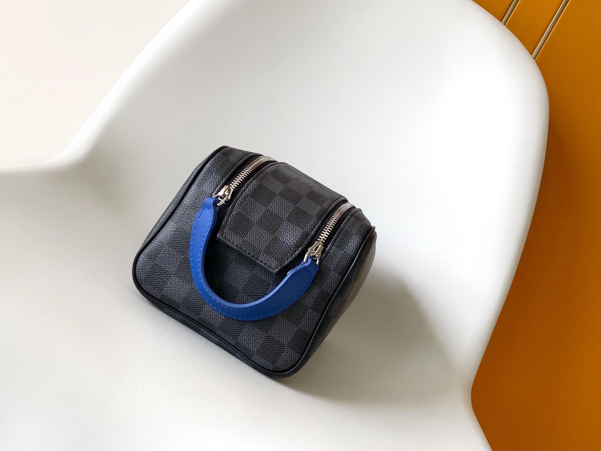 Dopp Kit Toilet Pouch Monogram Damier Graphite Indigo Blue N00084