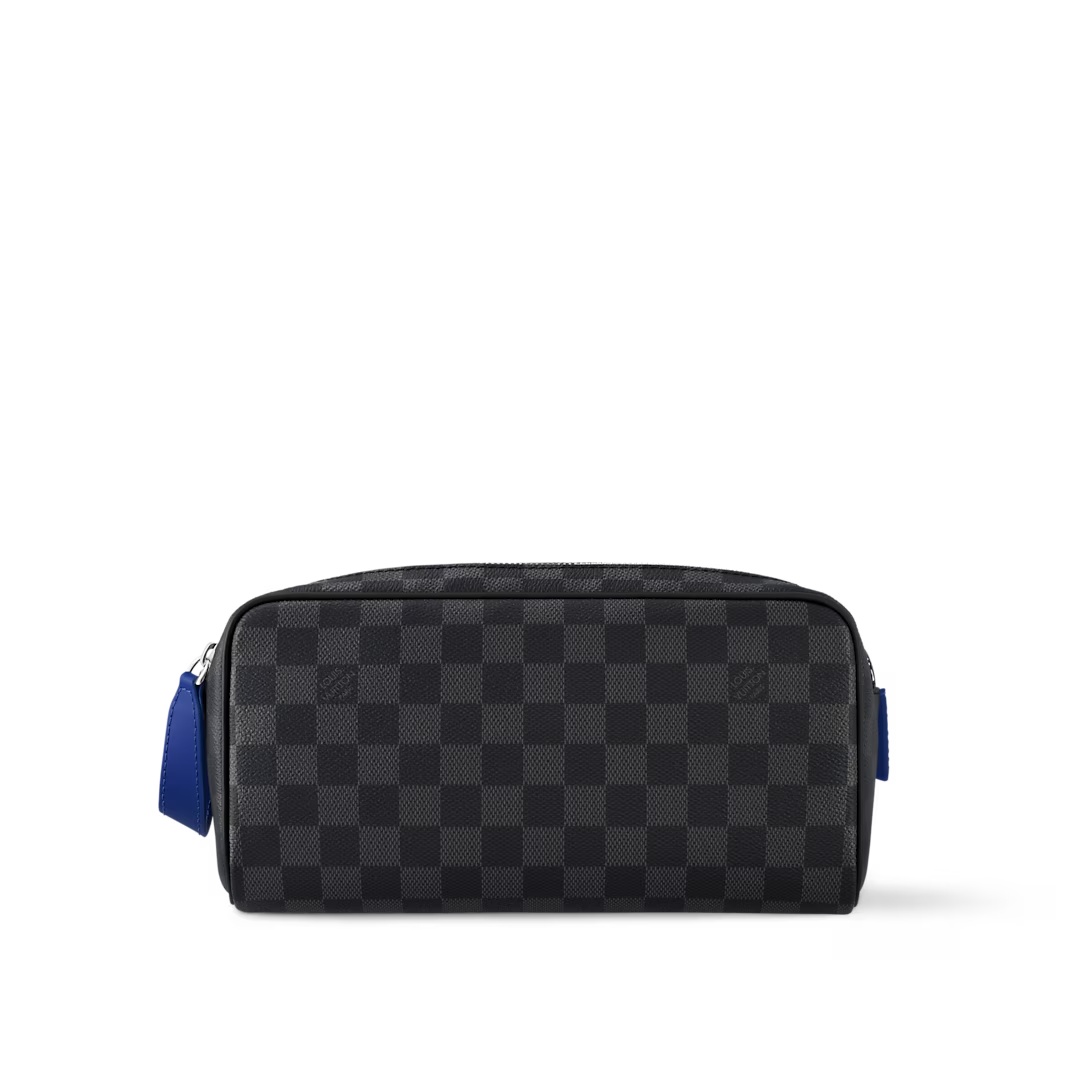 Dopp Kit Toilet Pouch Monogram Damier Graphite Indigo Blue N00084