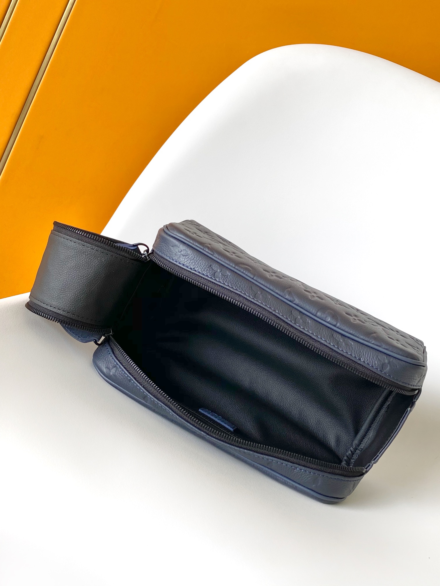 Dopp Kit Toilet Pouch Navy Blue Monogram Shadow M14843