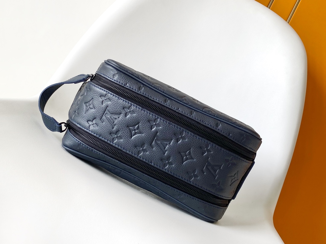 Dopp Kit Toilet Pouch Navy Blue Monogram Shadow M14843
