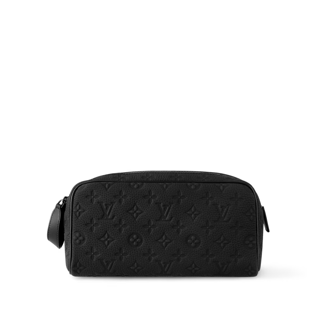 Dopp Kit Toilet Pouch Taurillon Monogram Leather Black M59478