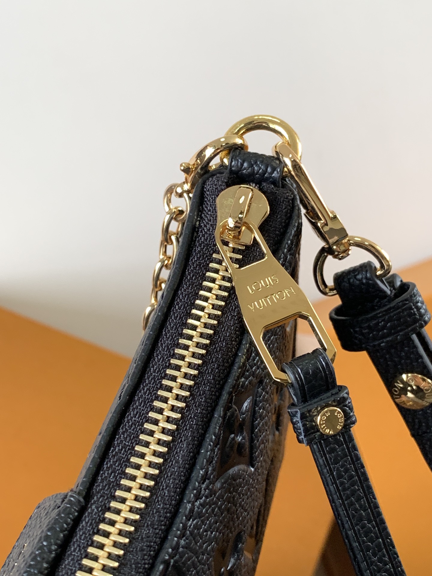 Easy Pouch On Strap Black Embossed Monogram Empreinte Cowhide Leather M80349