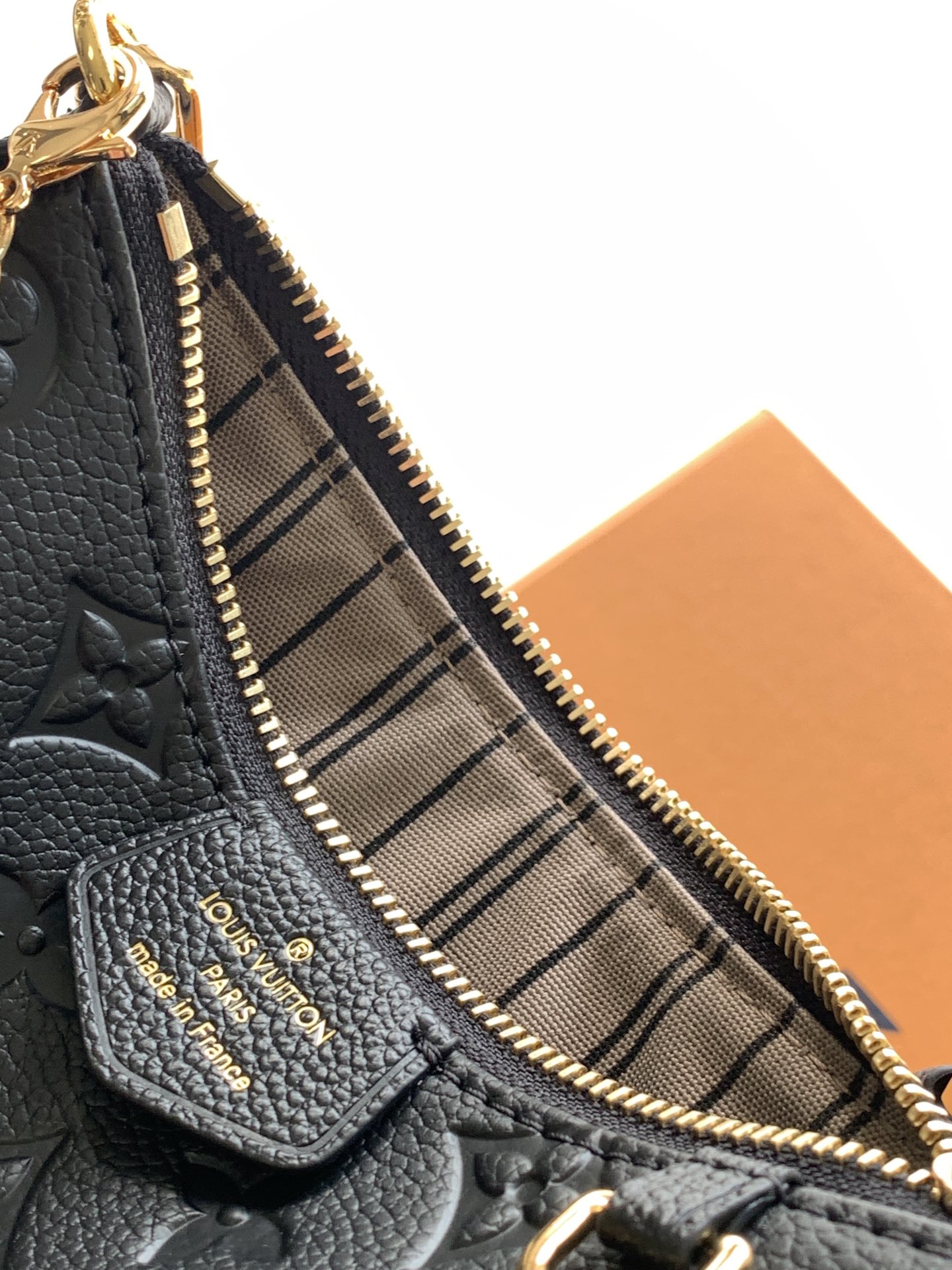 Easy Pouch On Strap Black Embossed Monogram Empreinte Cowhide Leather M80349