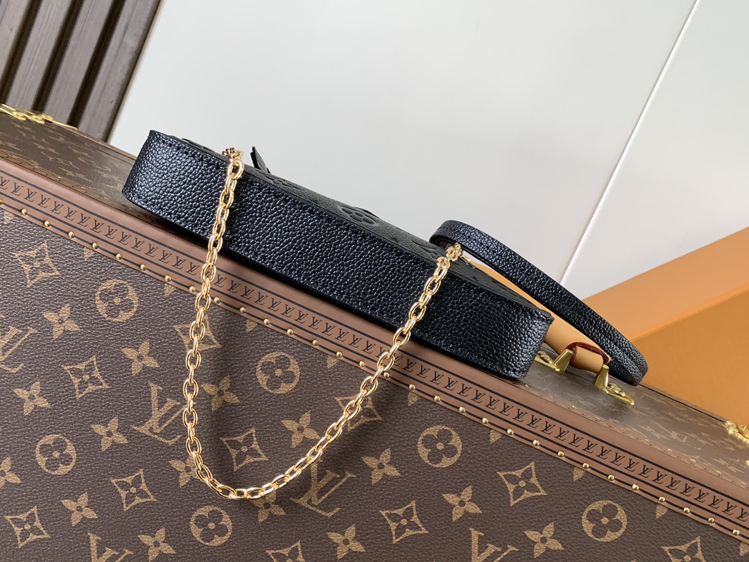 Easy Pouch On Strap Black Embossed Monogram Empreinte Cowhide Leather M80349