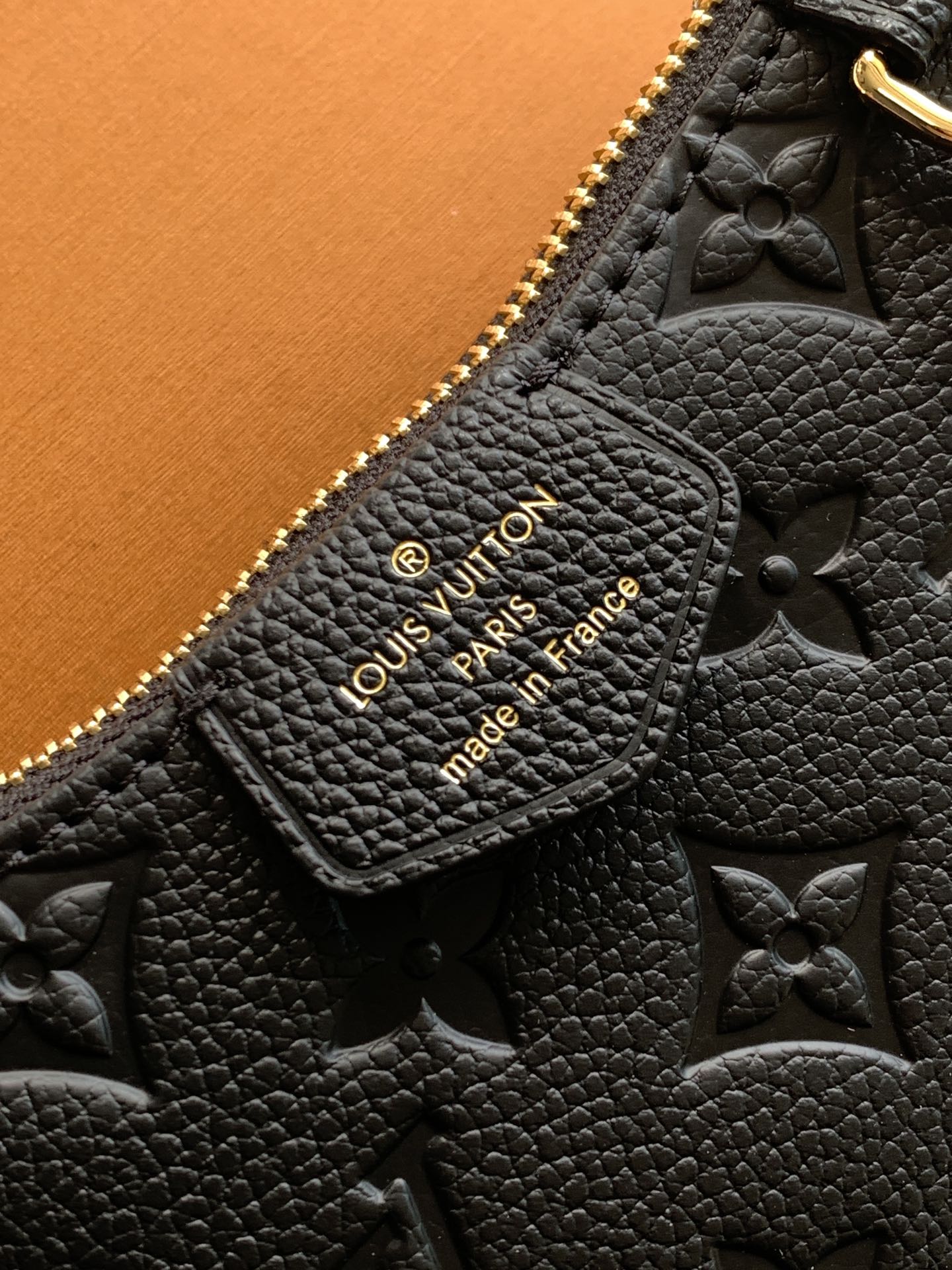 Easy Pouch On Strap Black Embossed Monogram Empreinte Cowhide Leather M80349