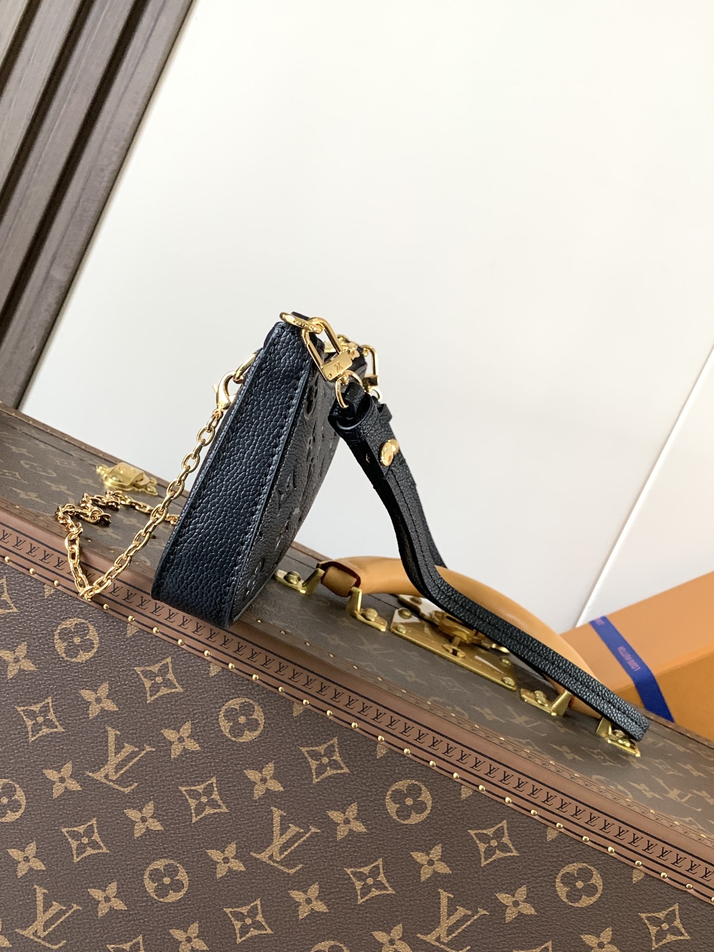 Easy Pouch On Strap Black Embossed Monogram Empreinte Cowhide Leather M80349