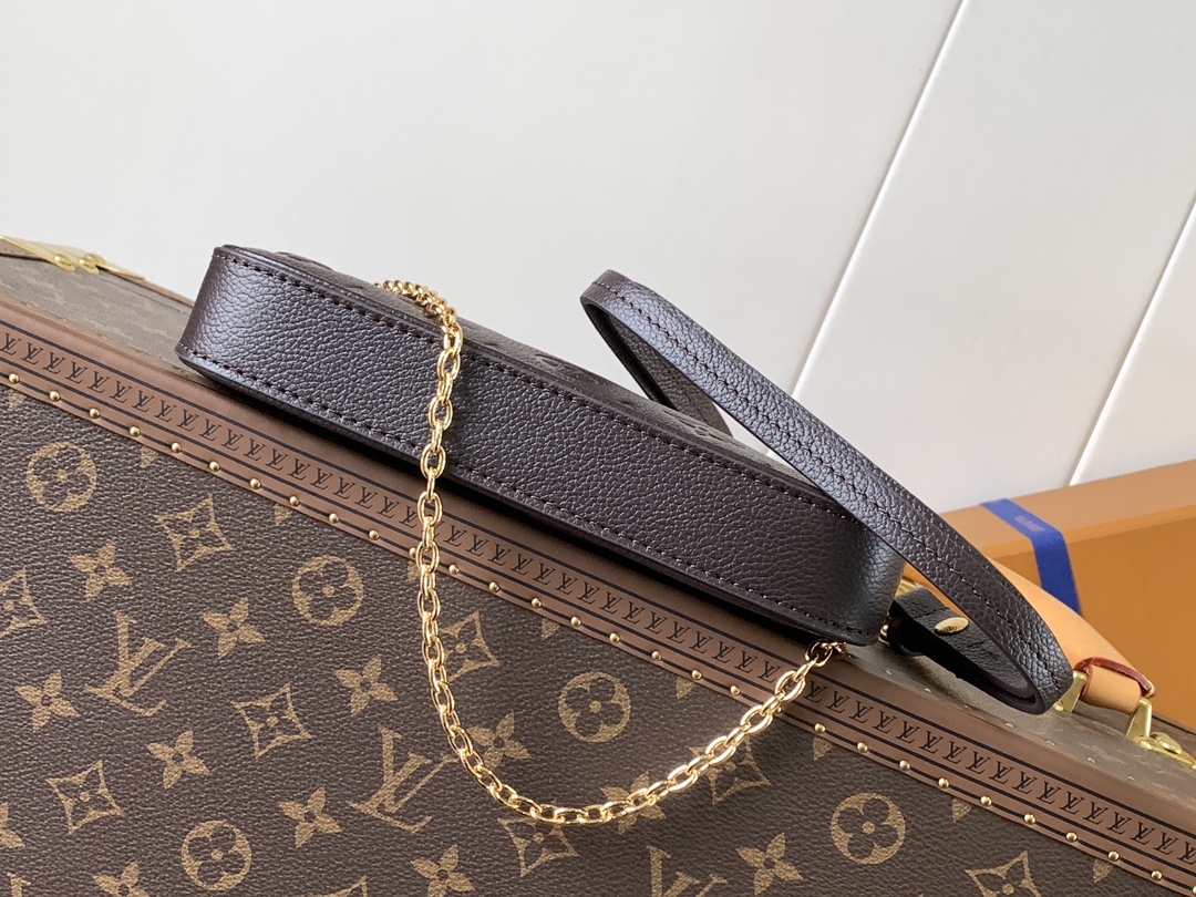 Easy Pouch On Strap Chocolate Embossed Monogram Empreinte Cowhide Leather M13614