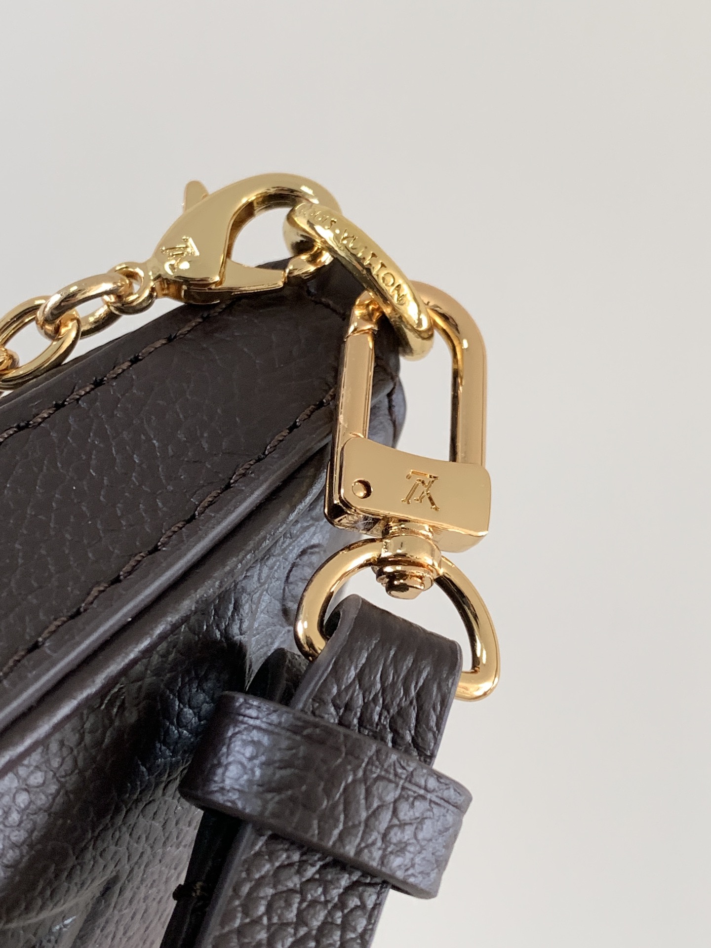 Easy Pouch On Strap Chocolate Embossed Monogram Empreinte Cowhide Leather M13614