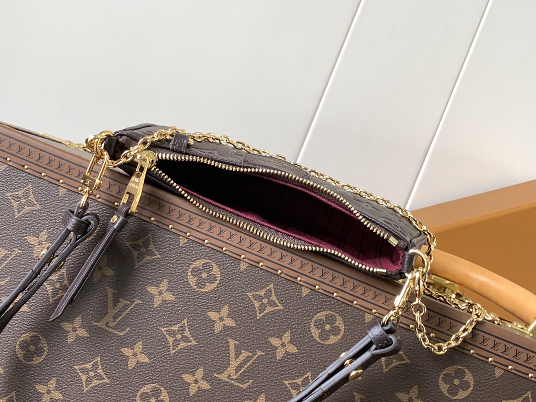 Easy Pouch On Strap Chocolate Embossed Monogram Empreinte Cowhide Leather M13614