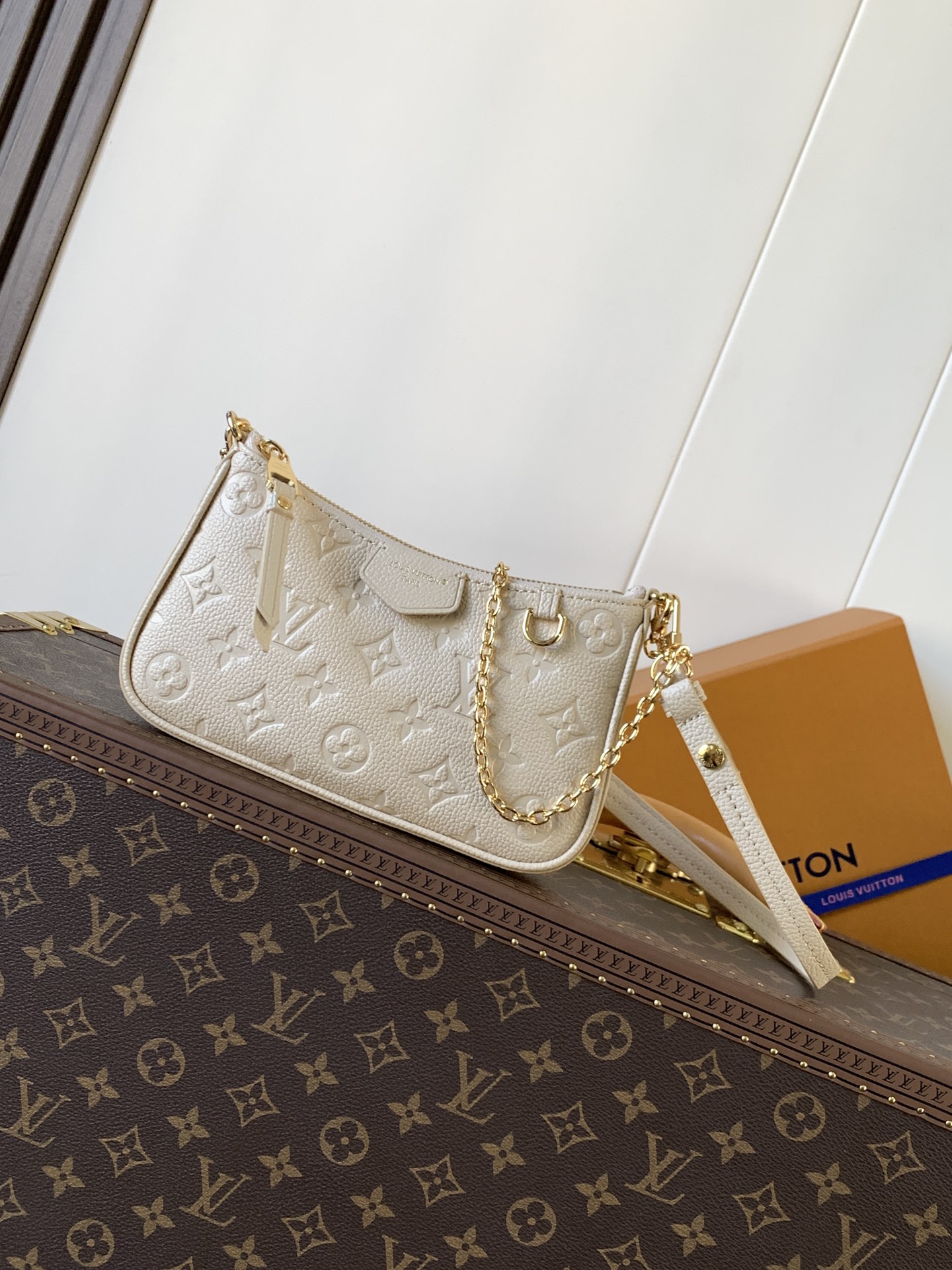 Easy Pouch On Strap Sand Embossed Monogram Empreinte Cowhide Leather M14421