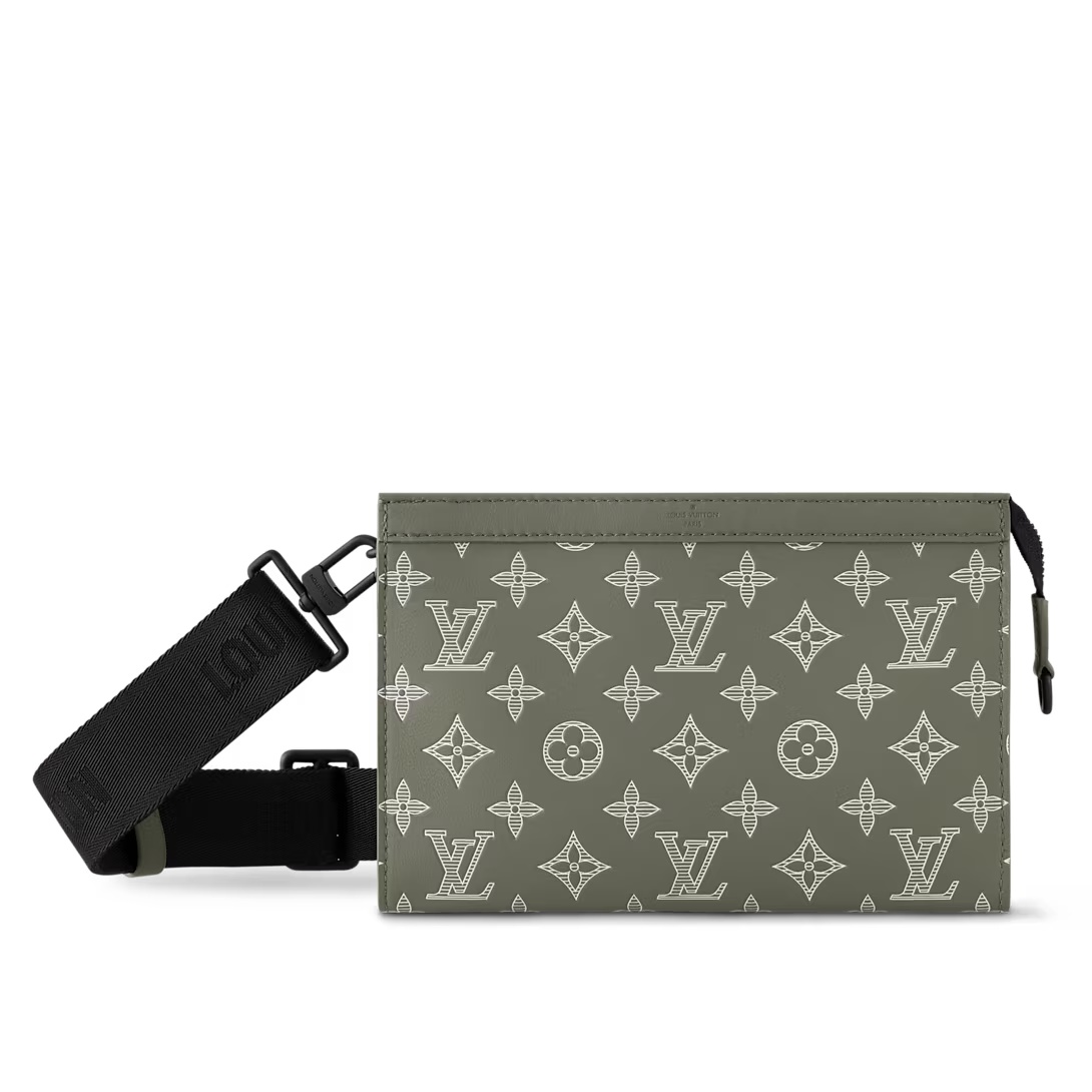 Gaston Wearable Wallet Olive Green Monogram Shadow M13197