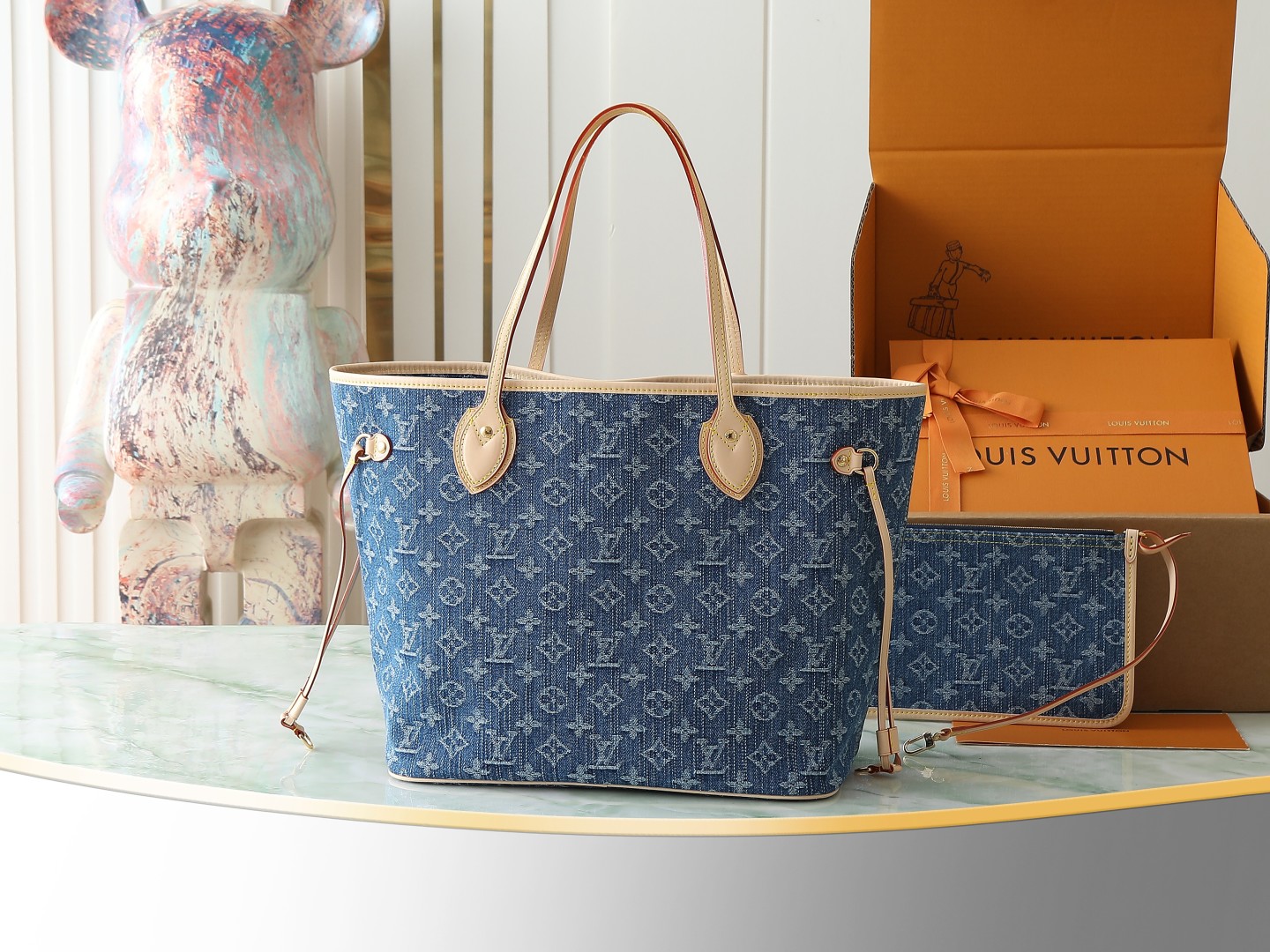 Louis Vuitton Neverfull Mm Monogram Denim Bag M13192