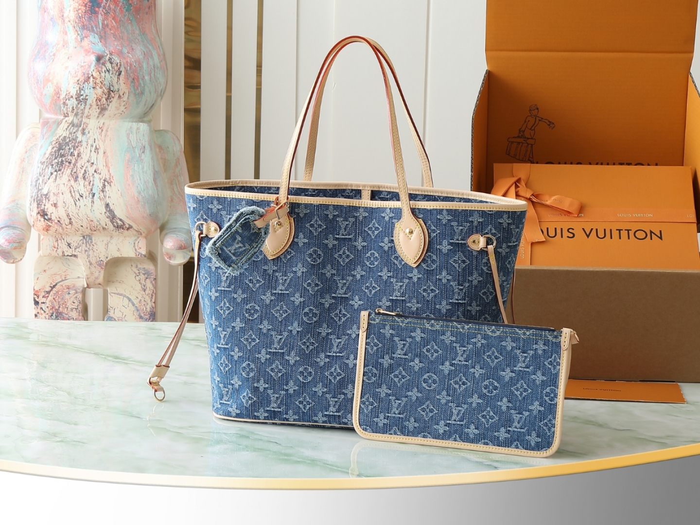 Louis Vuitton Neverfull Mm Monogram Denim Bag M13192