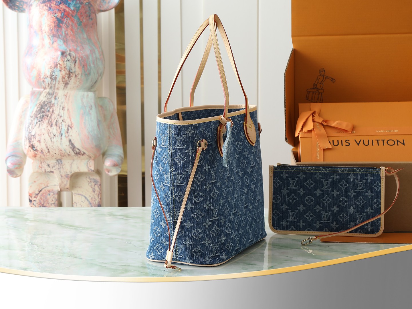 Louis Vuitton Neverfull Mm Monogram Denim Bag M13192
