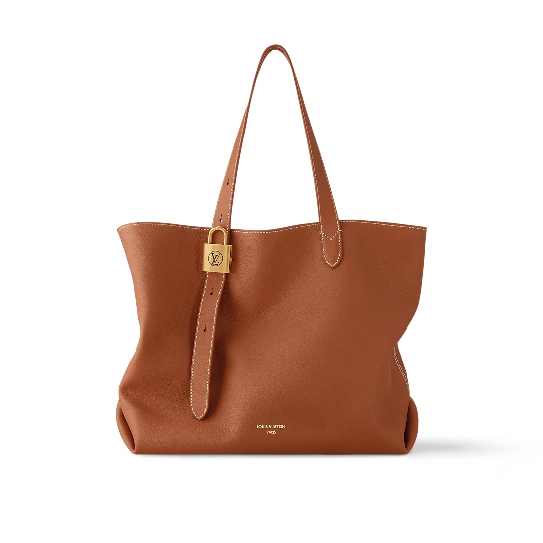 Low Key Cabas Mm Bag Cognac Grained Calfskin M25341