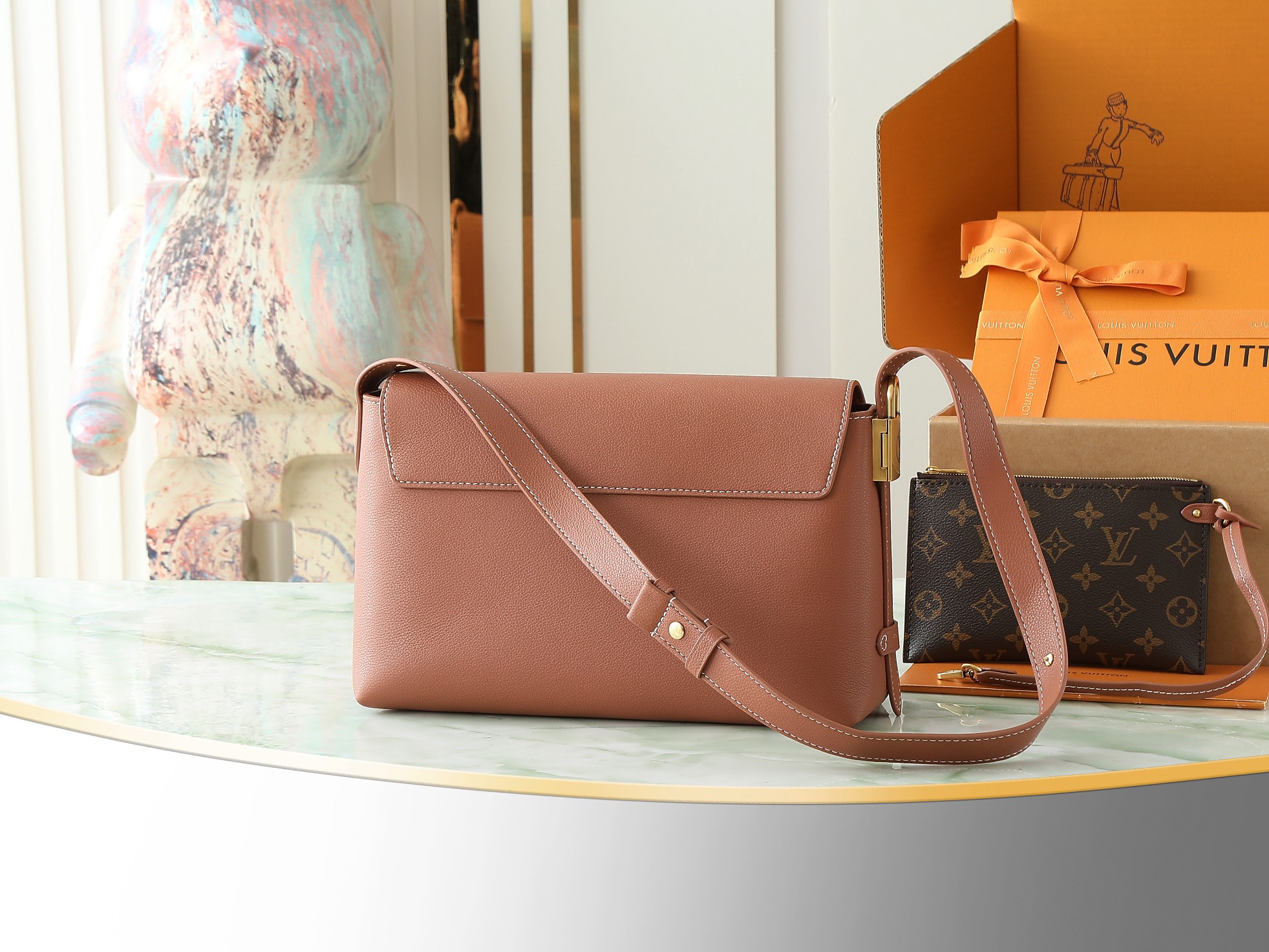Low Key Messenger Bag Cognac Calf Leather M13151