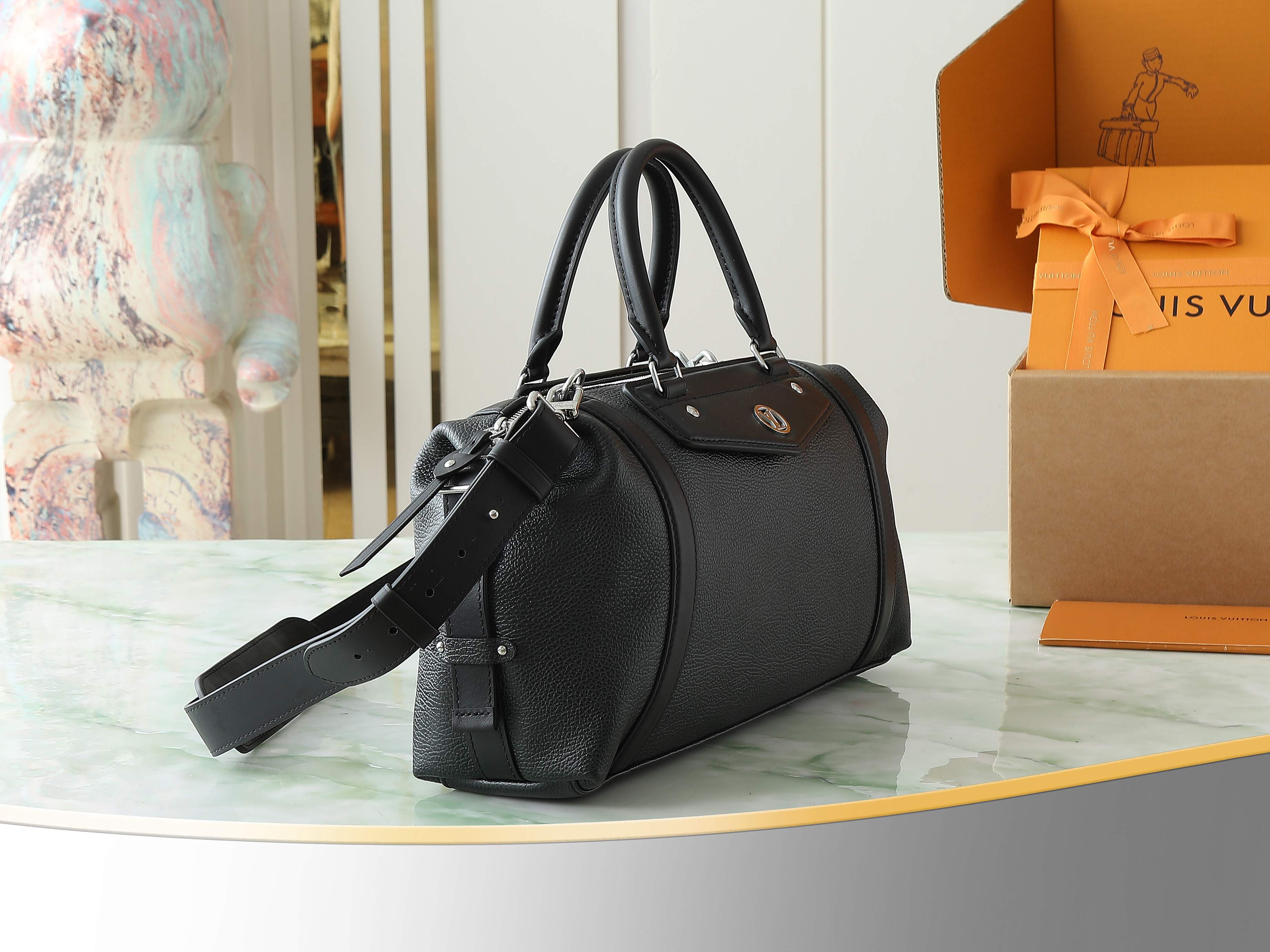 Lv Biker Mm Handbags H27 Black Lambskin Leather M14700