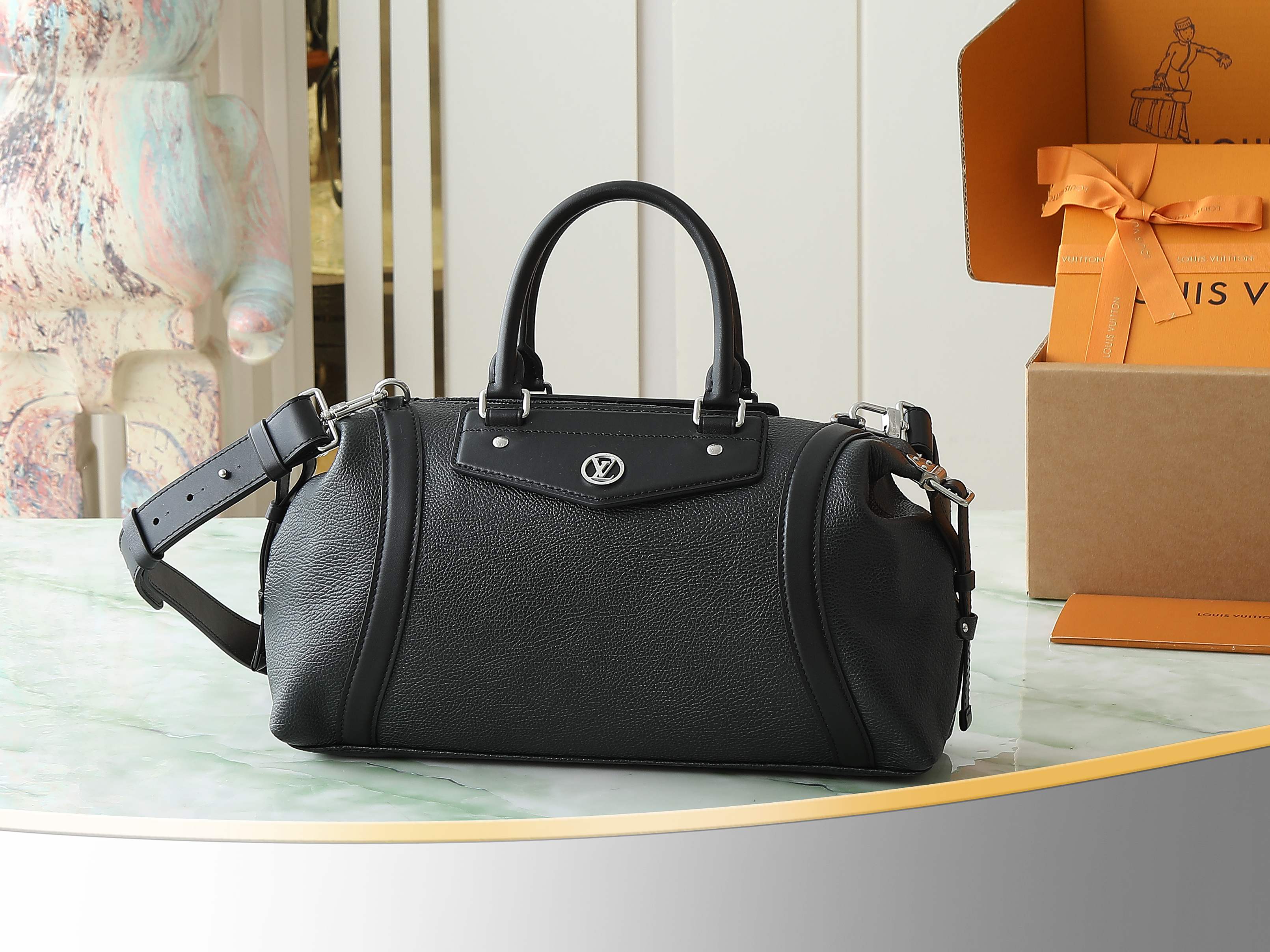 Lv Biker Mm Handbags H27 Black Lambskin Leather M14700