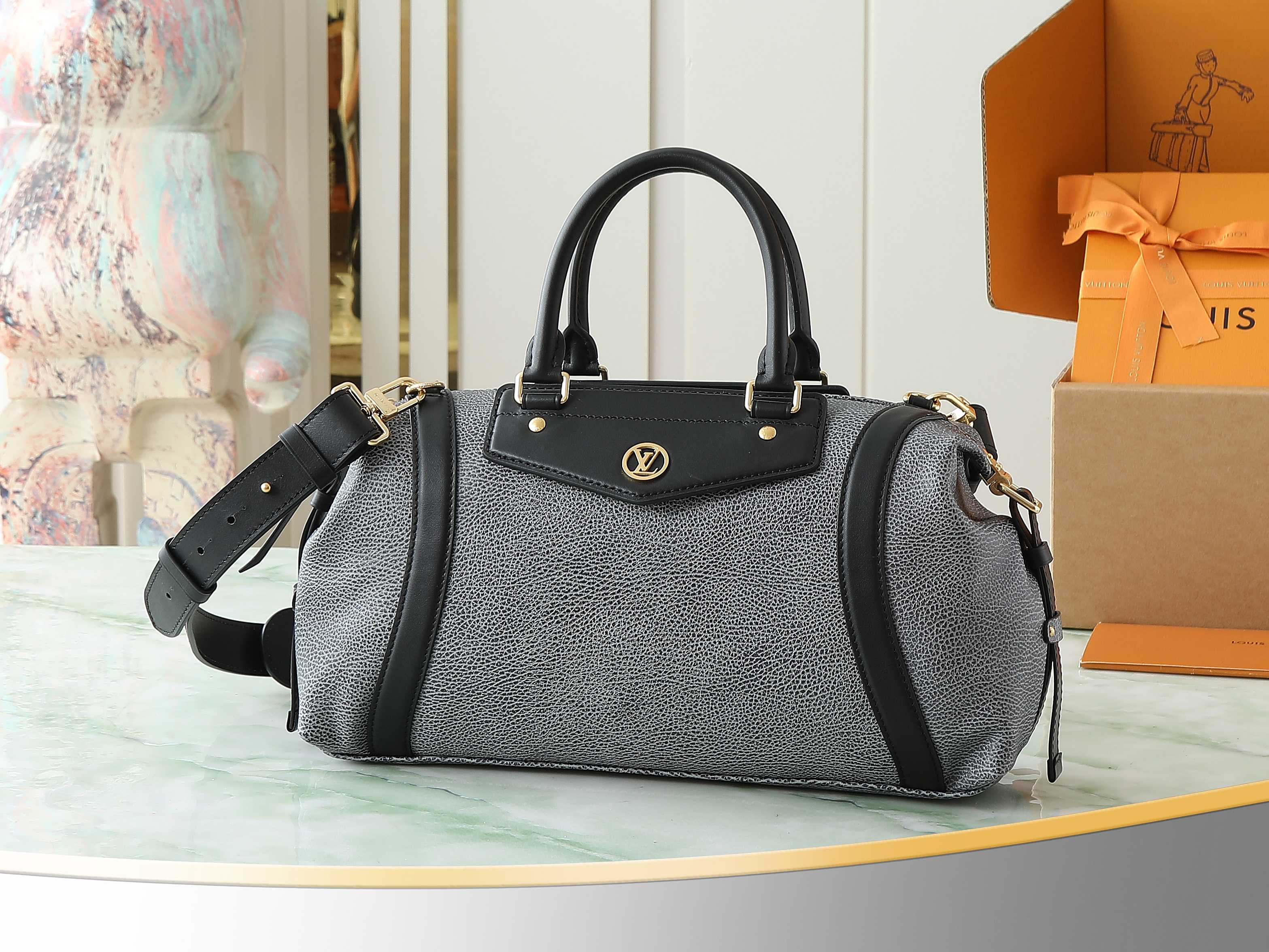 Lv Biker Mm Handbags H27 Dark Denim Lambskin Leather M14702