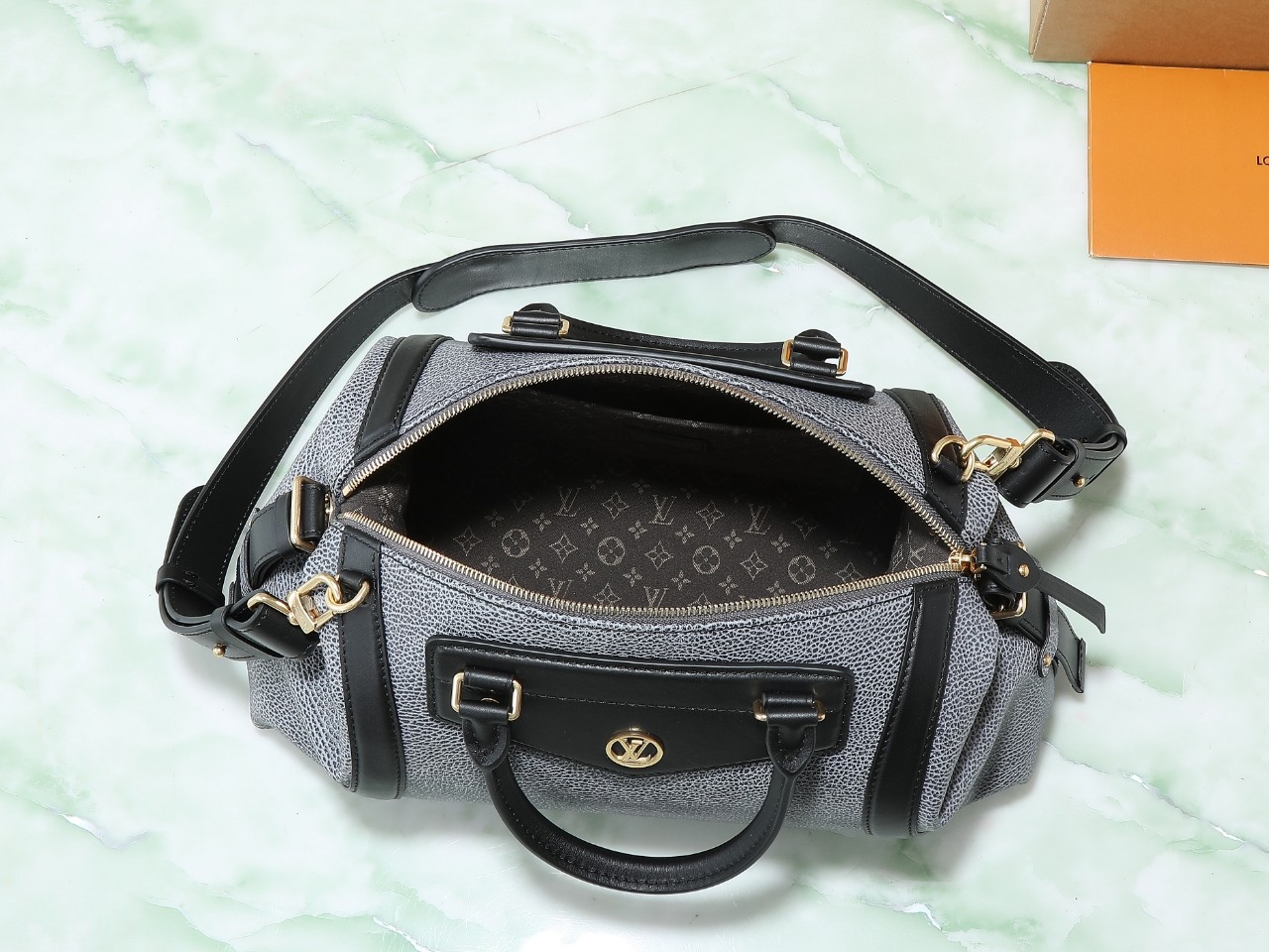 Lv Biker Mm Handbags H27 Dark Denim Lambskin Leather M14702