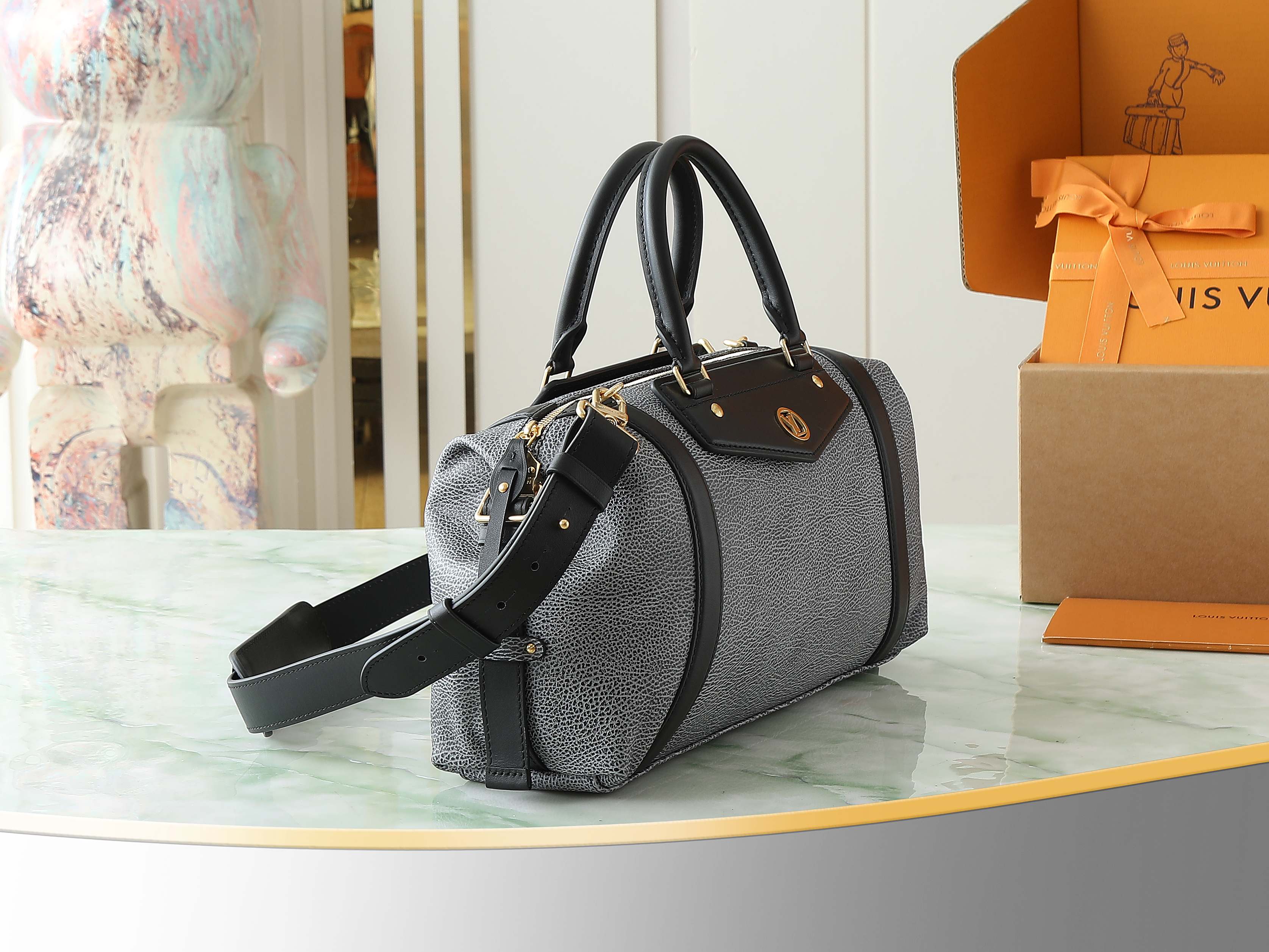 Lv Biker Mm Handbags H27 Dark Denim Lambskin Leather M14702
